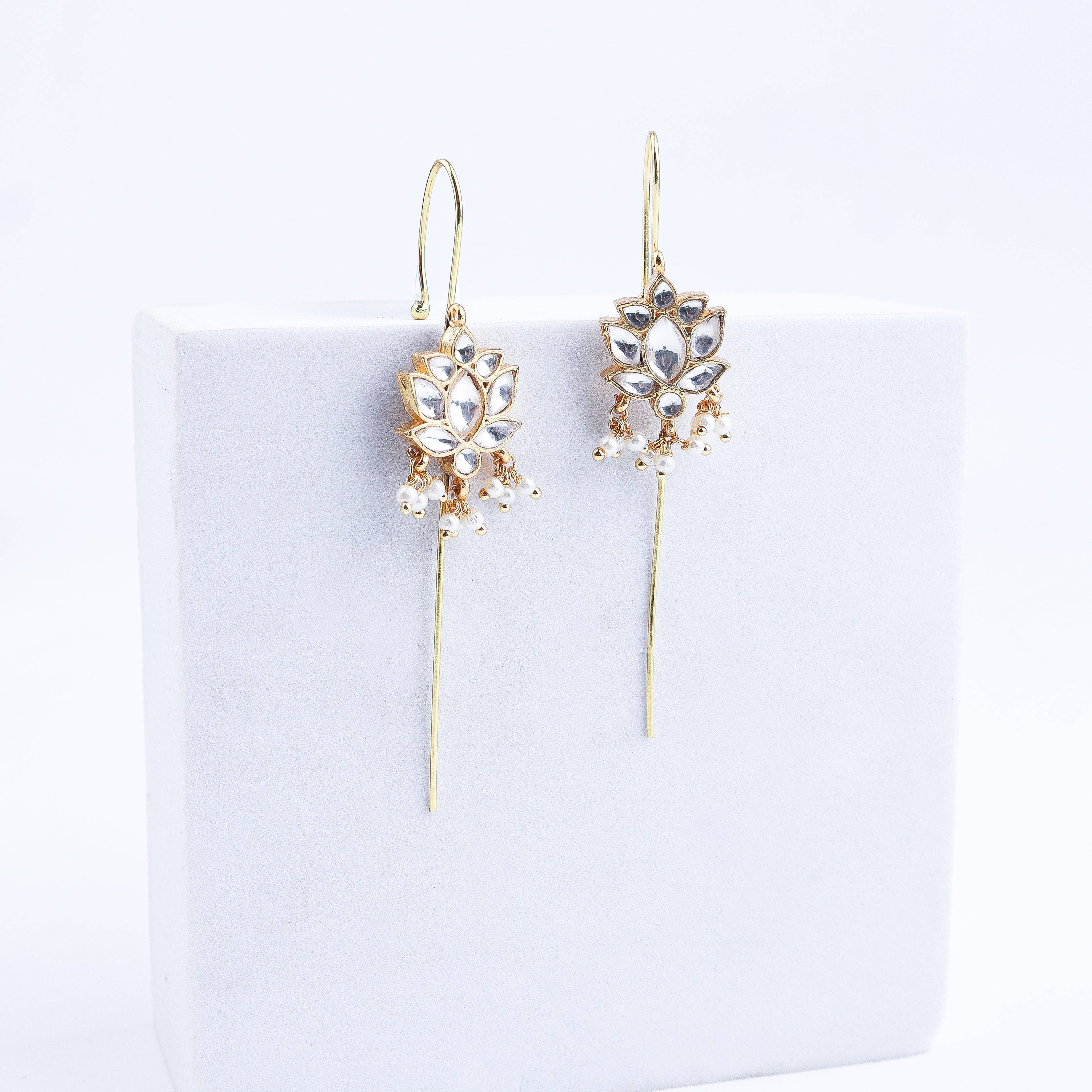 Detailed view of a 22K gold-plated fashion ear cuff highlighting intricate motifs, textured detailing, and premium 22K gold plating