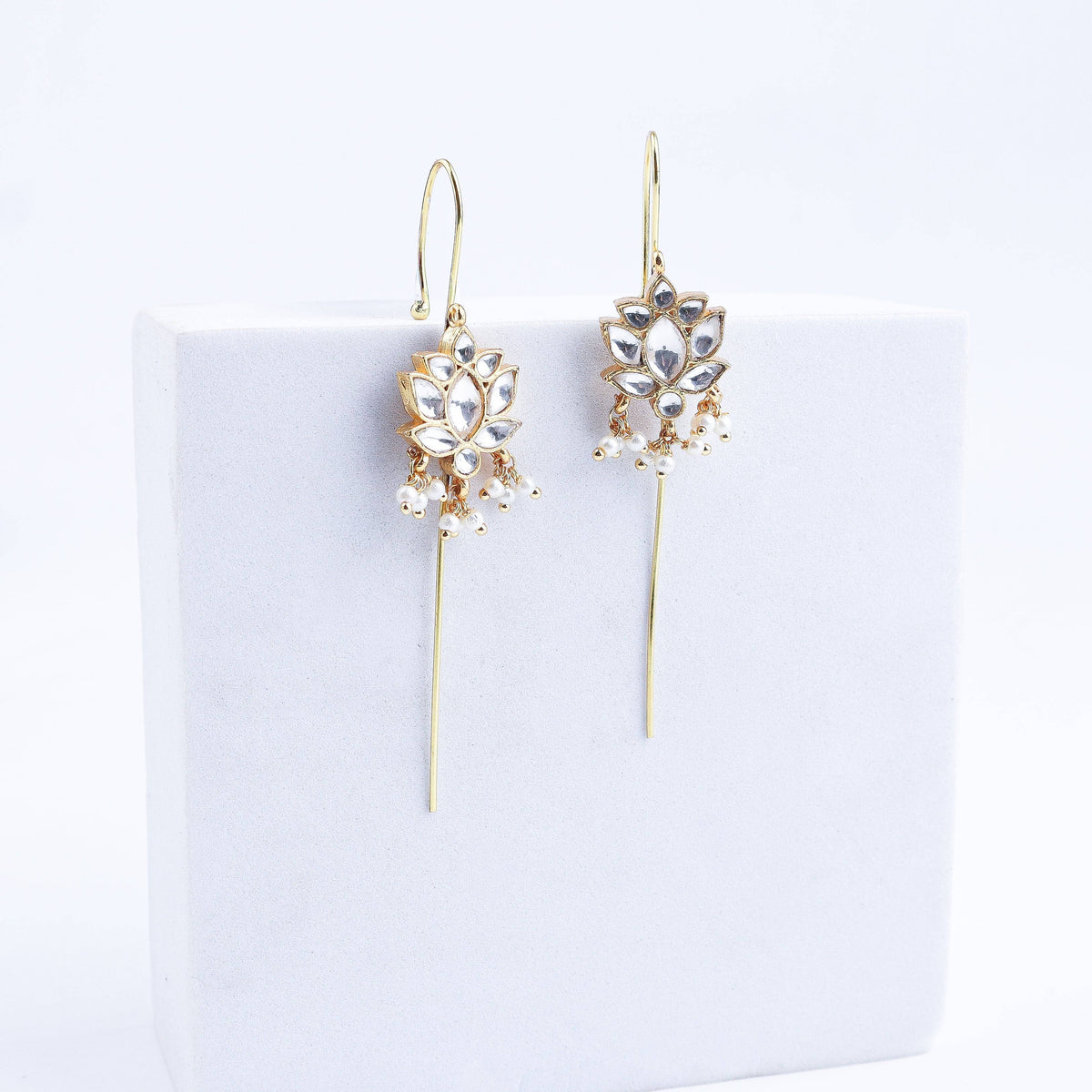 Detailed view of a 22K gold-plated fashion ear cuff highlighting intricate motifs, textured detailing, and premium 22K gold plating