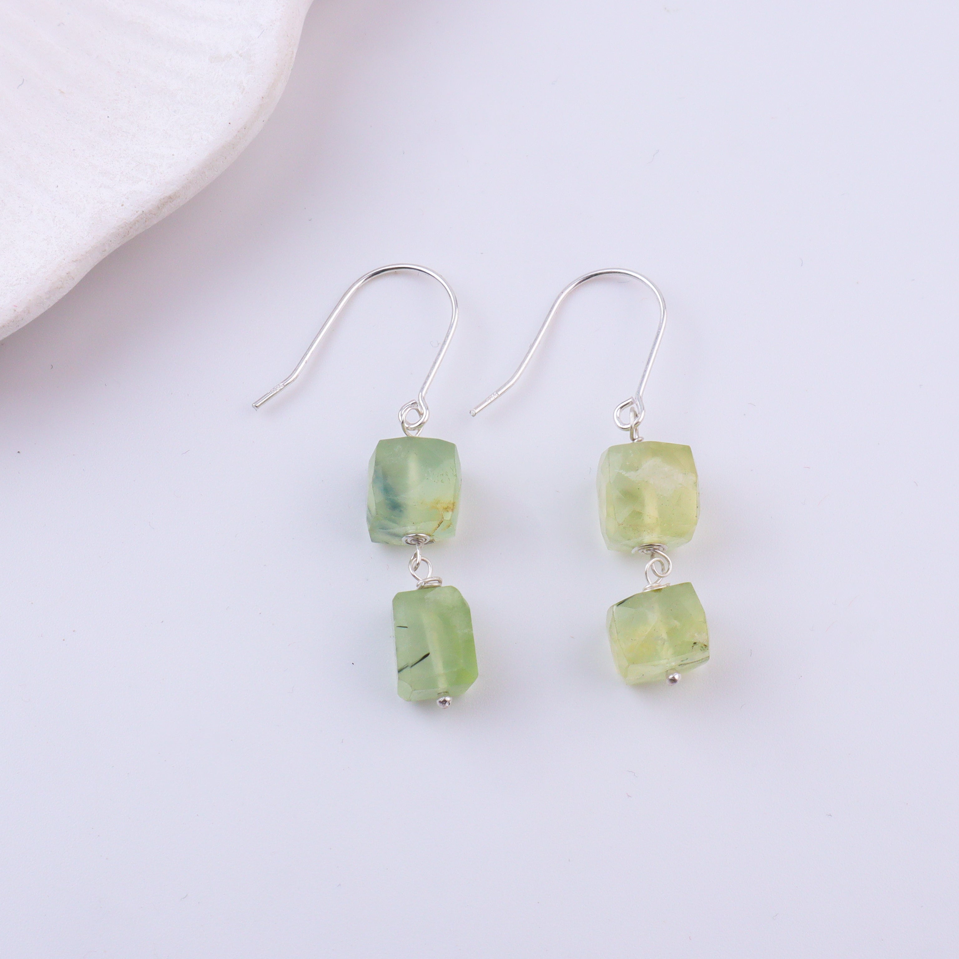 Prehnite Silver Earrings (Project Handmade)