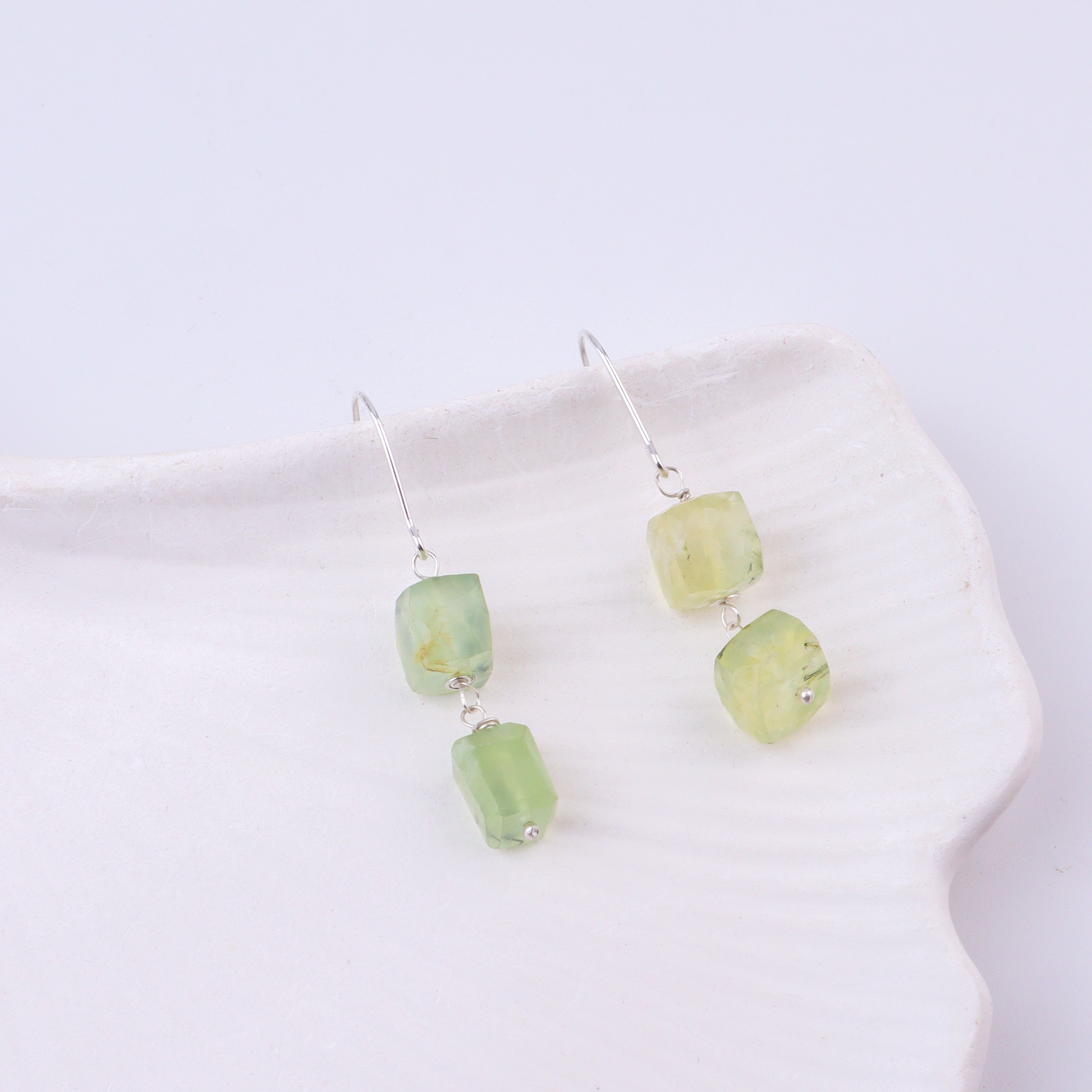 Prehnite Silver Earrings (Project Handmade)