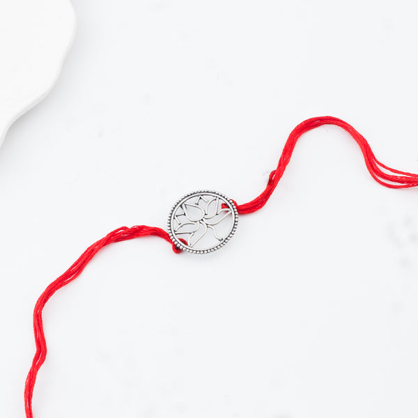 Handcrafted Silver Rakhi/Pendant: Lotus