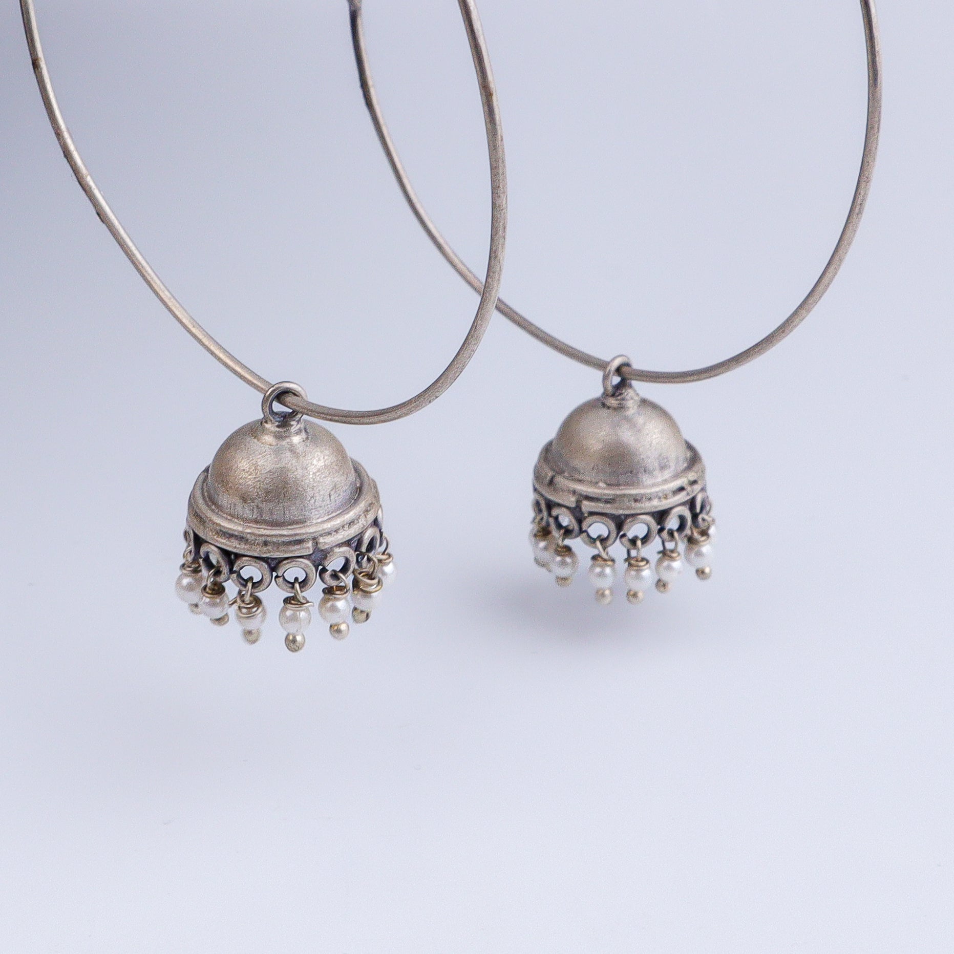 Silver Large Hoops Jhumki
