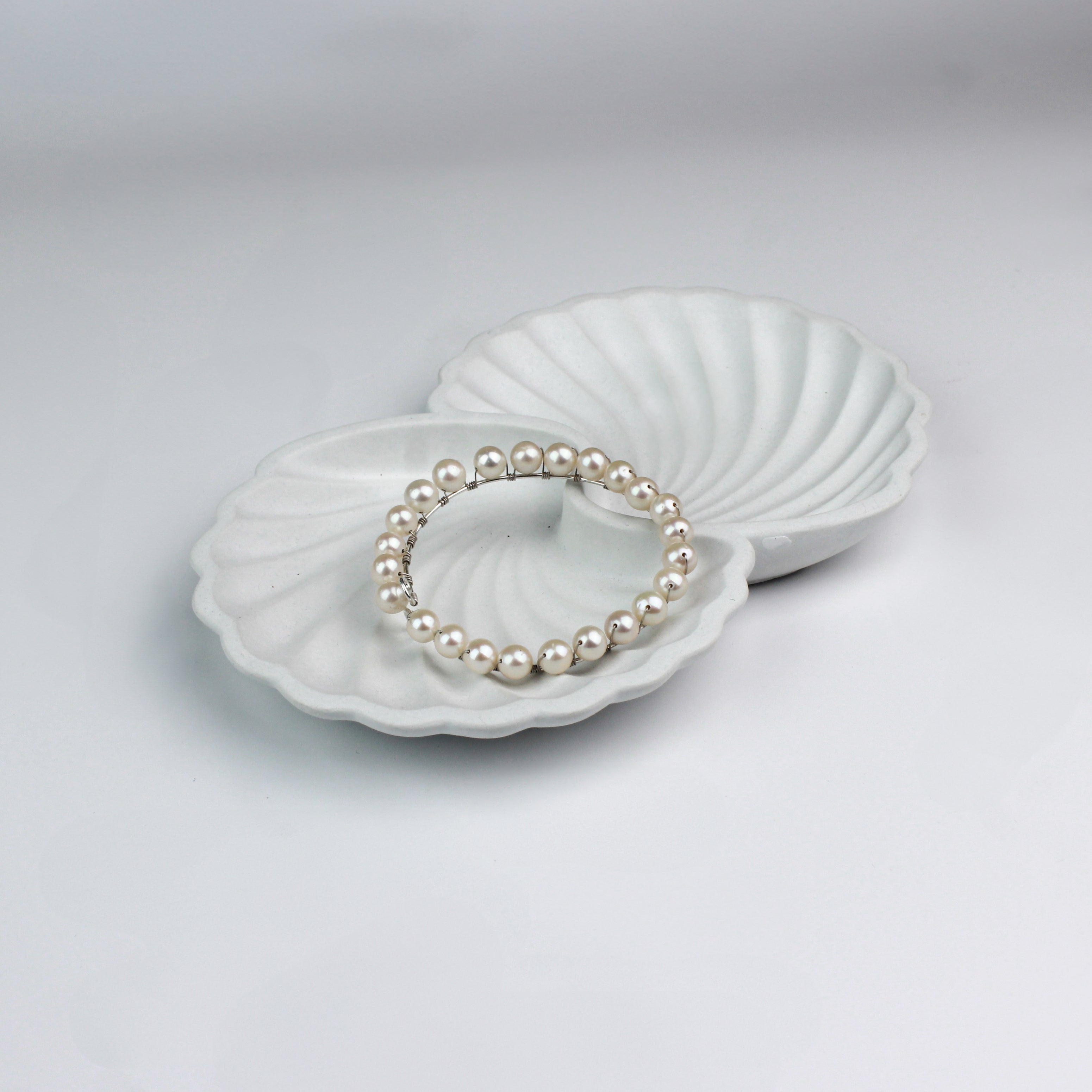 Woven Pearl Silver Bracelet