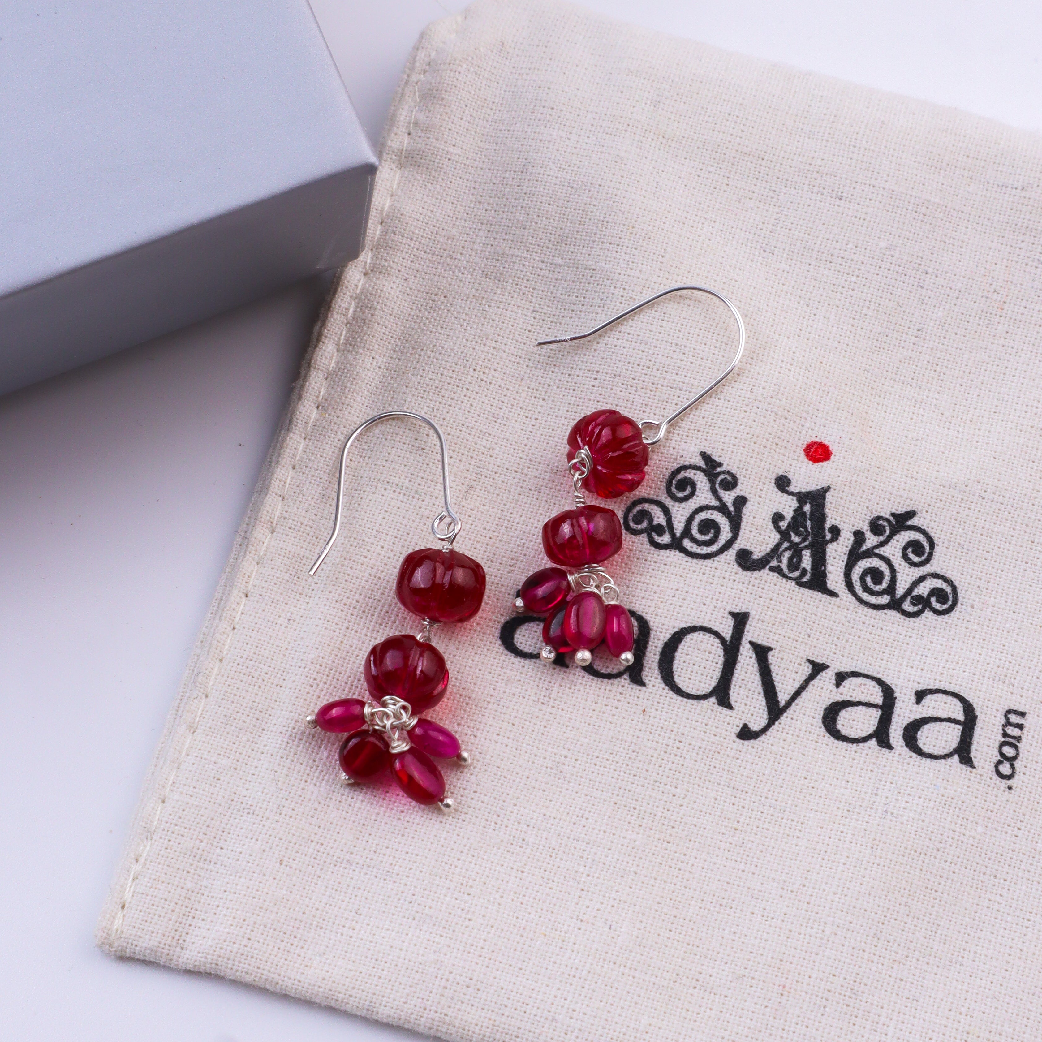 Ruby Silver Earrings (Project Handmade)