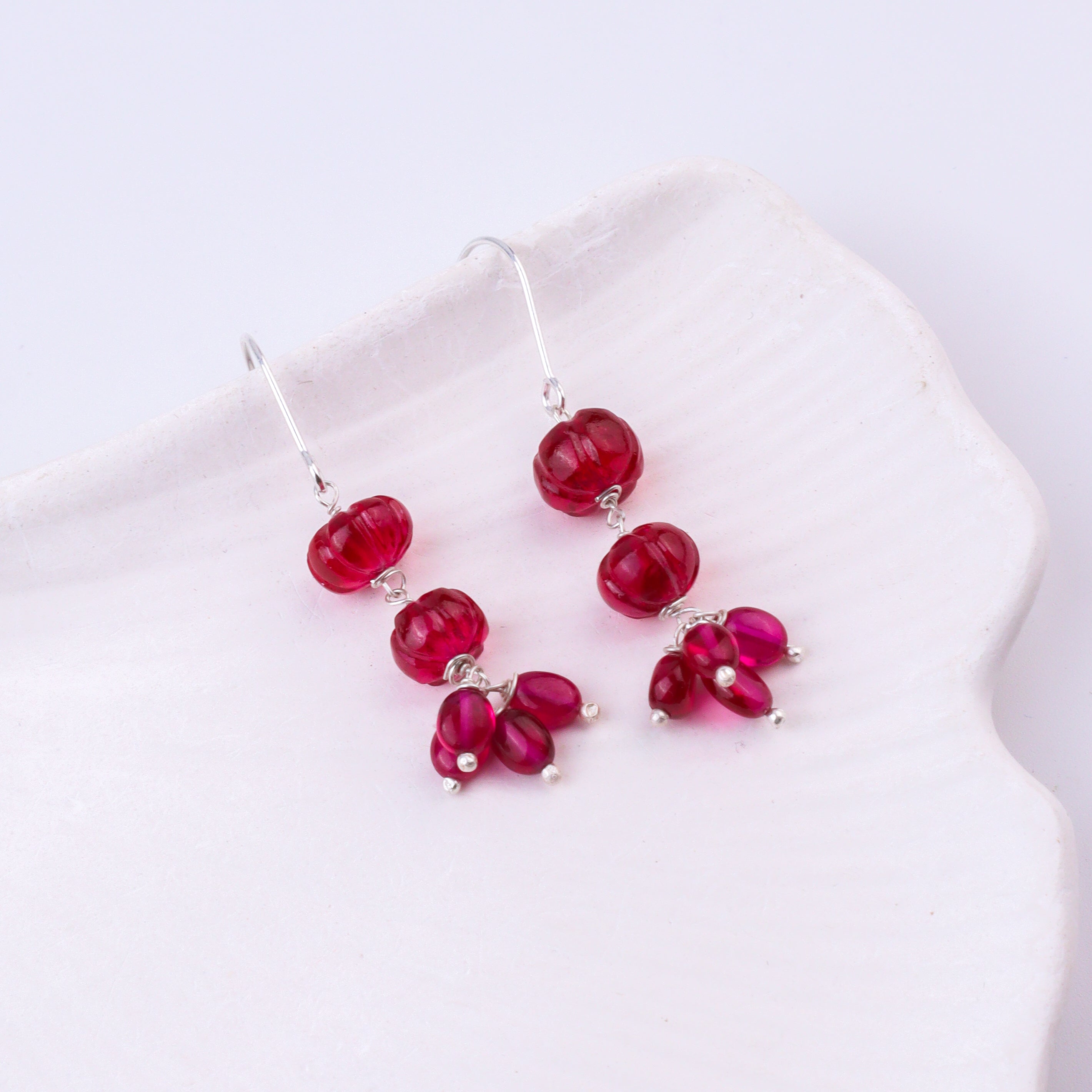 Ruby Silver Earrings (Project Handmade)