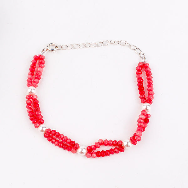 Pink Jade & Pearl Bracelet