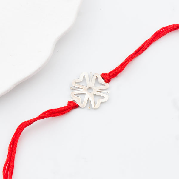 Silver Laser cut Flower Rakhi