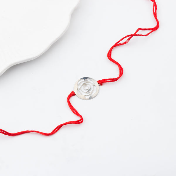 Silver Laser Cut Rose Rakhi