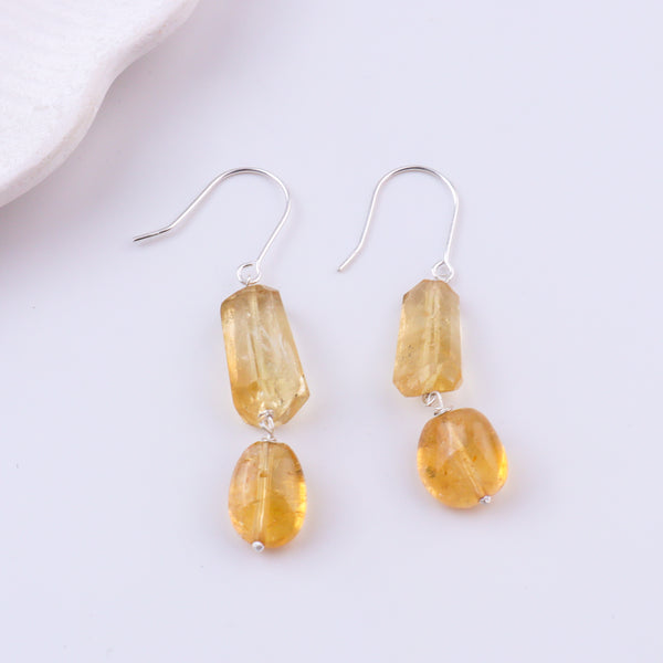 Citrine Silver Earrings (Project Handmade)