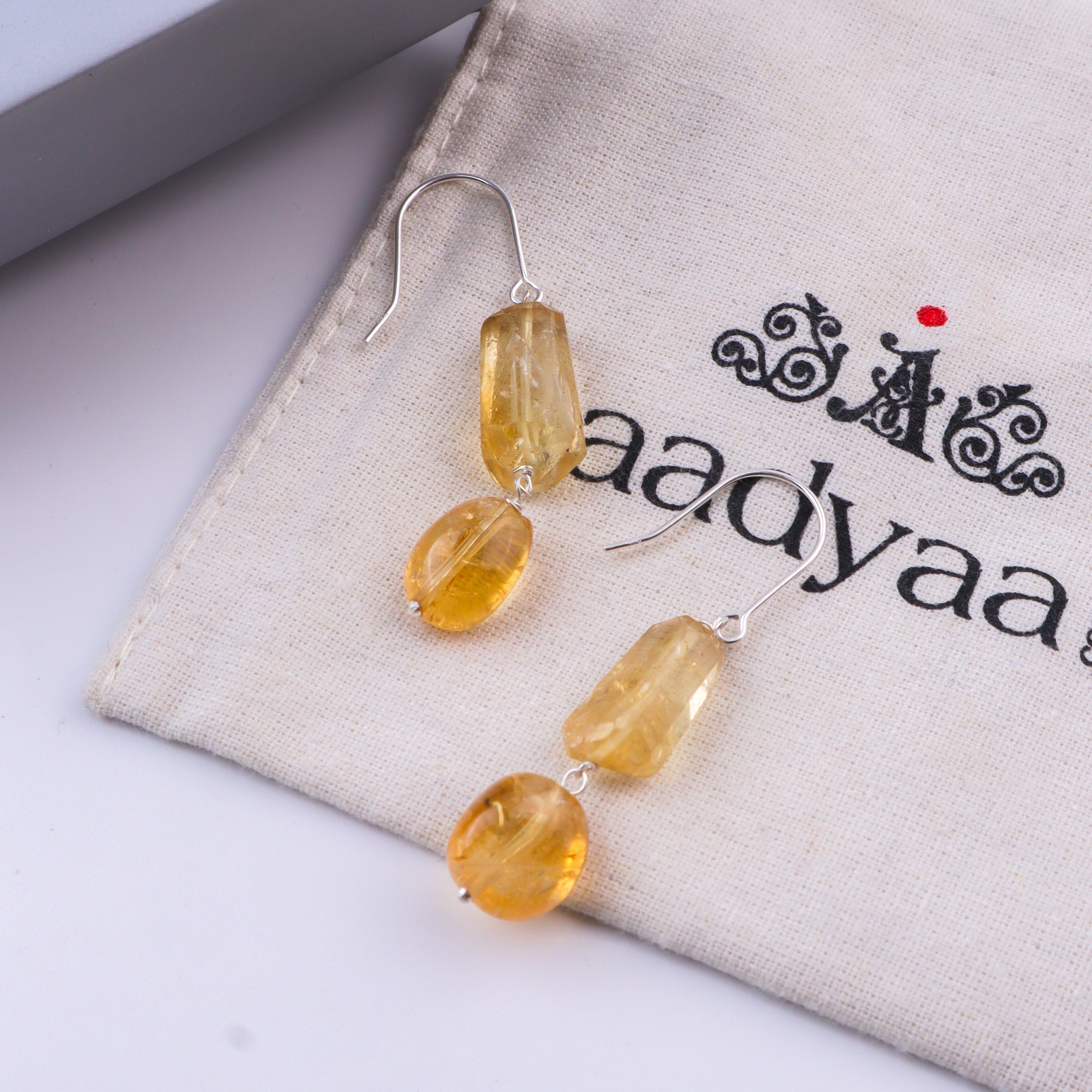 Citrine Silver Earrings (Project Handmade)