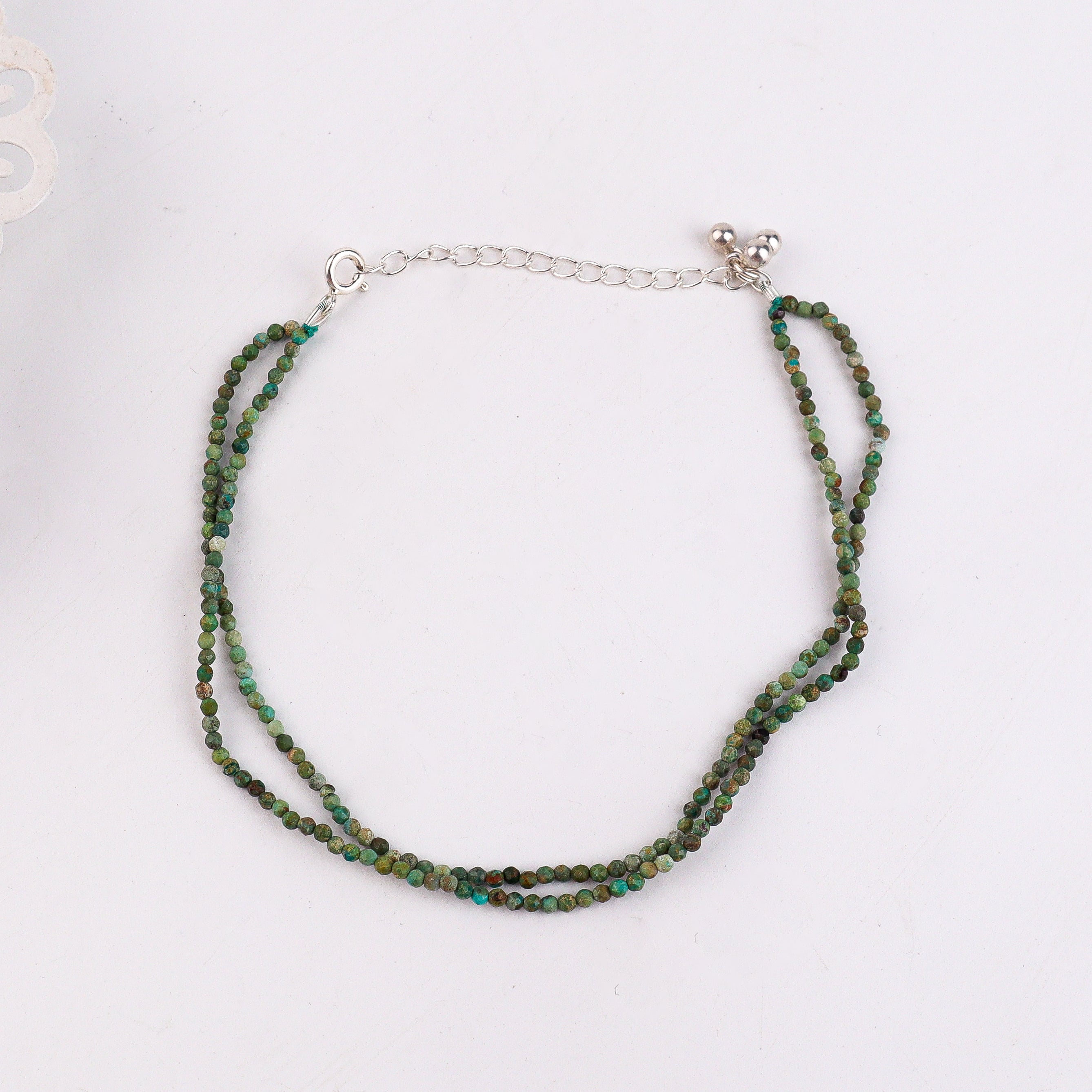 Double Layered Firoza Anklet with Ghungroo