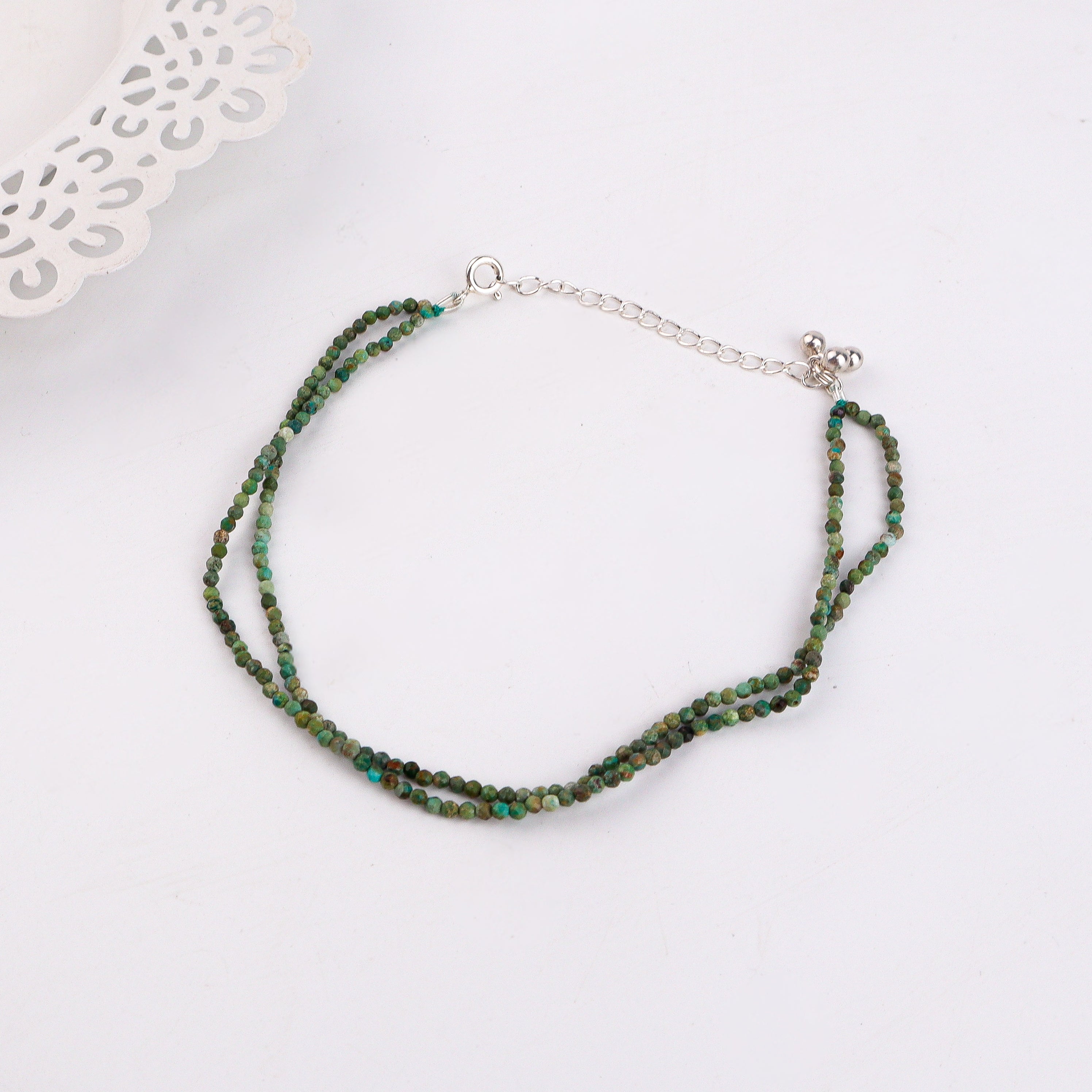 Double Layered Firoza Anklet with Ghungroo