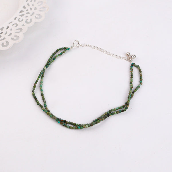 Double Layered Firoza Anklet with Ghungroo