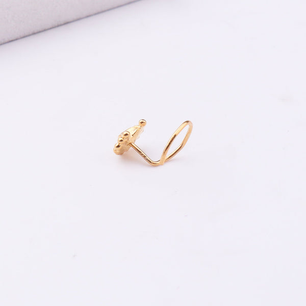 Gold plated nose pin with crescent moon design for pierced noses