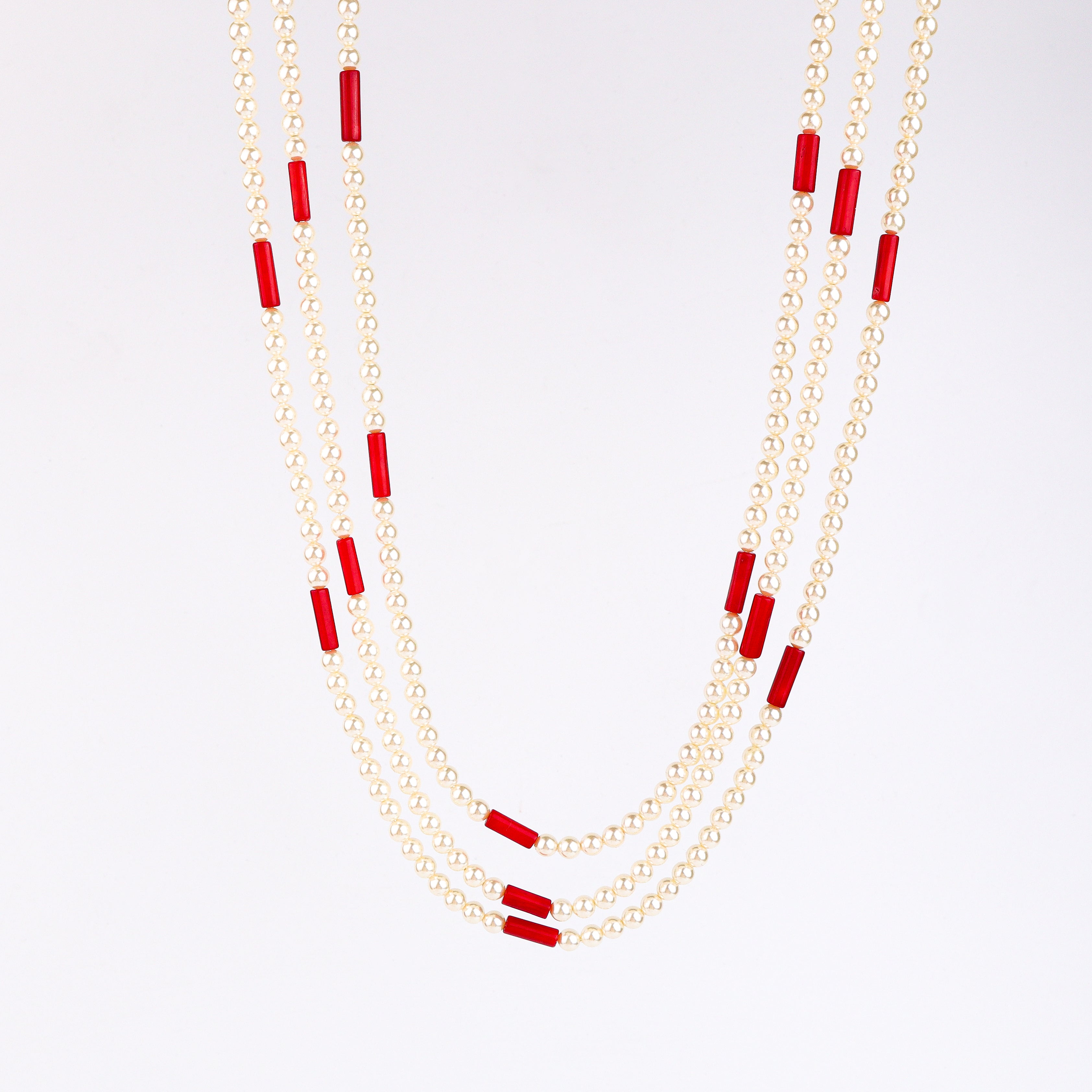 Layered Coral & Pearls Necklace
