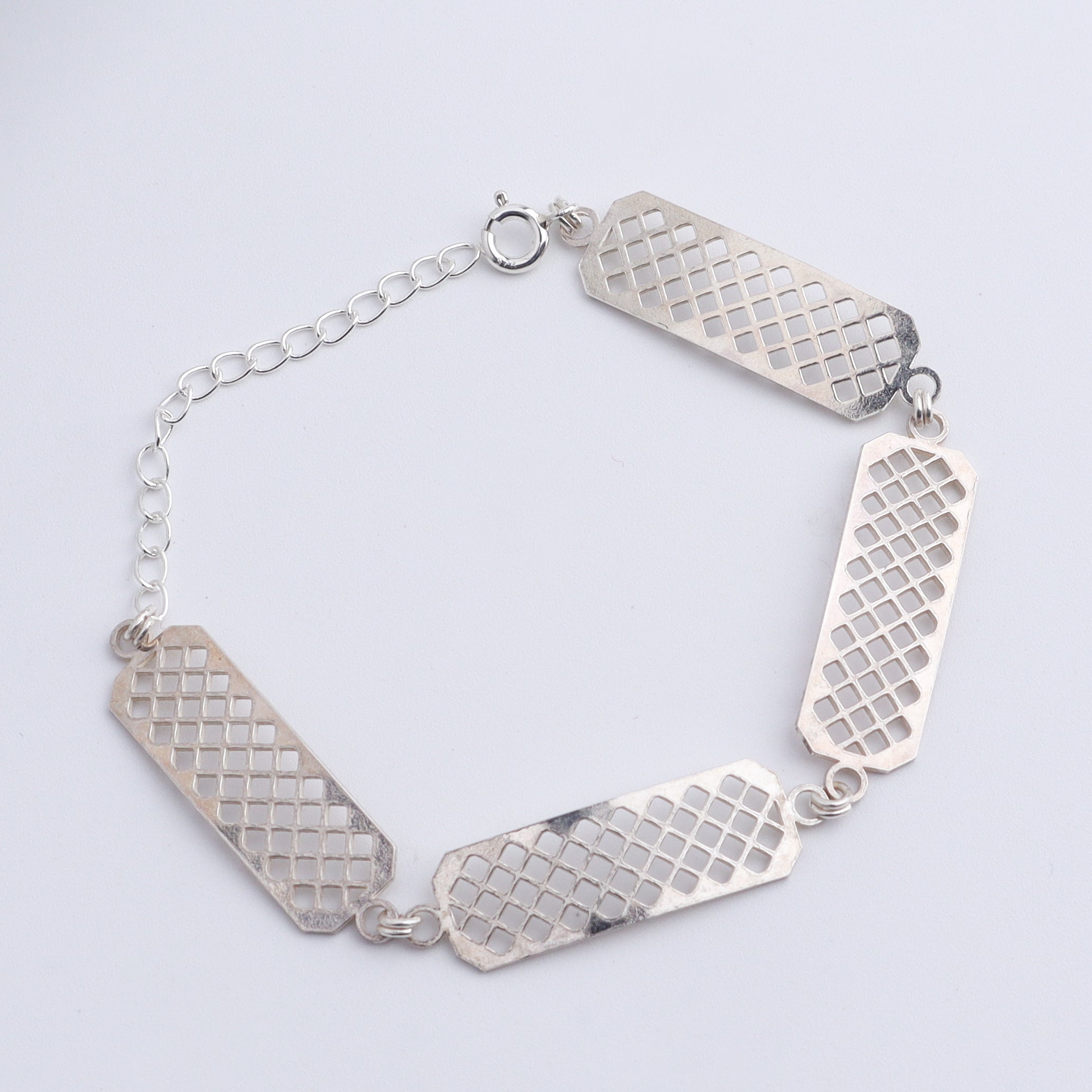 Silver Mesh Multi Motif Bracelet