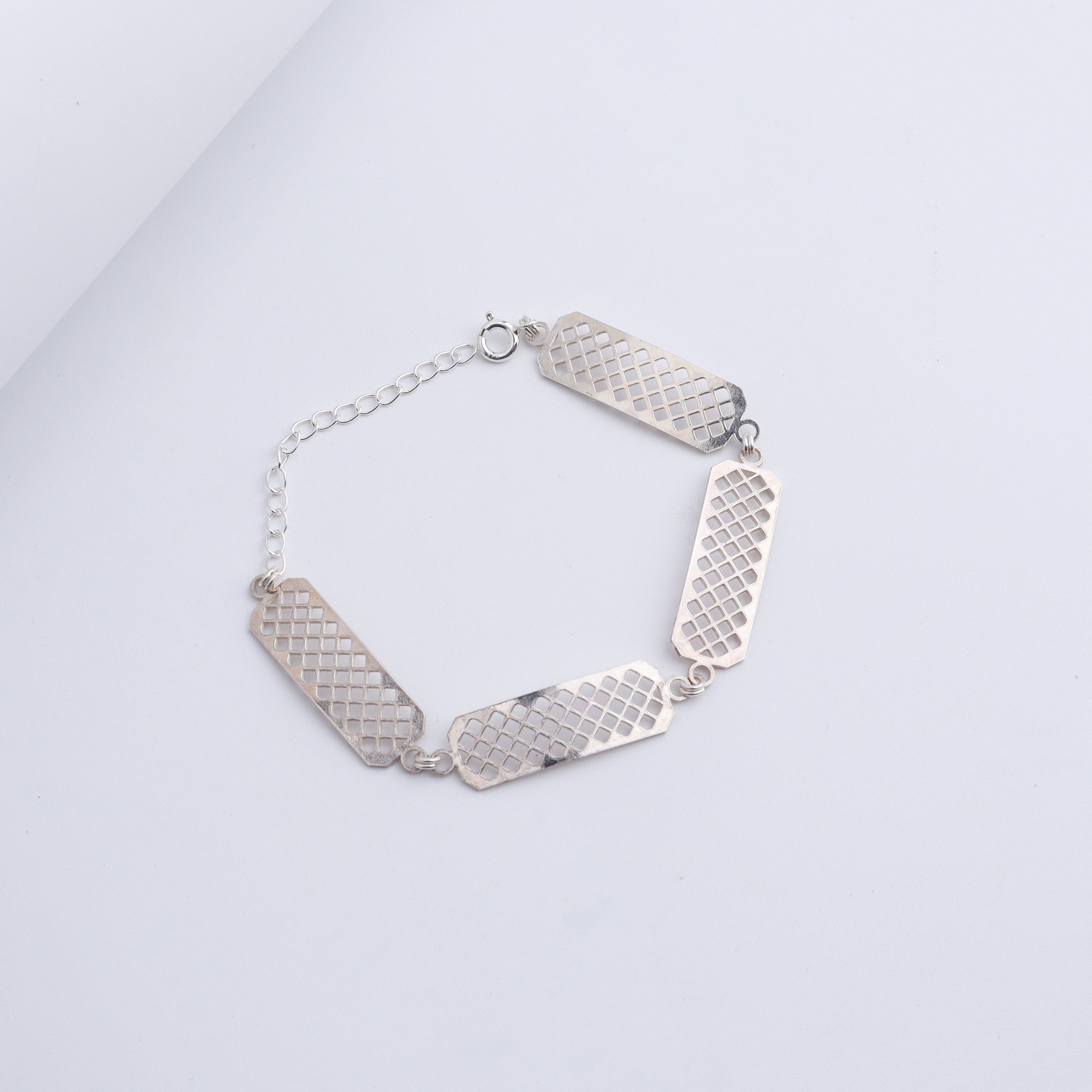 Silver Mesh Multi Motif Bracelet