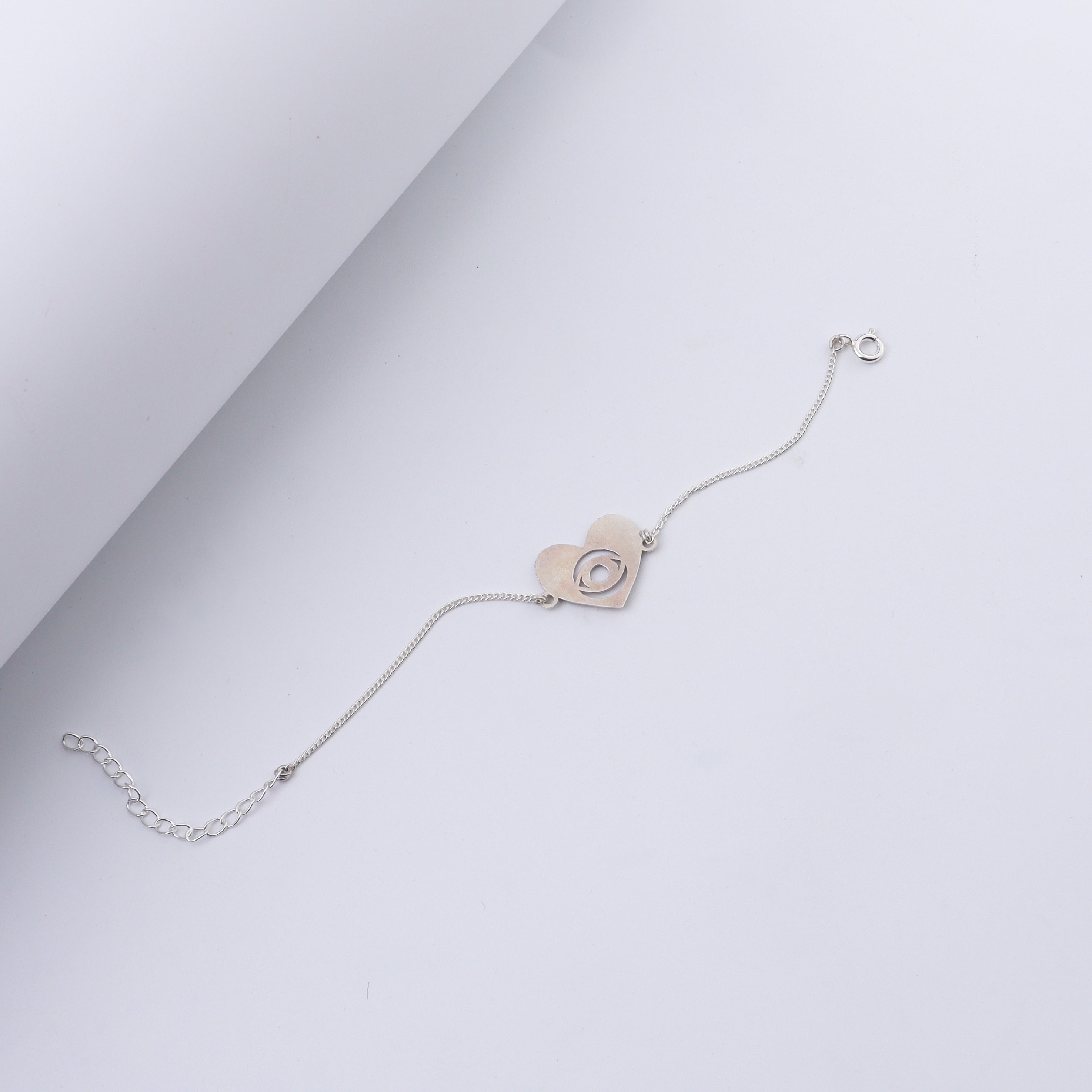 Silver Evil Eye Heart Bracelet