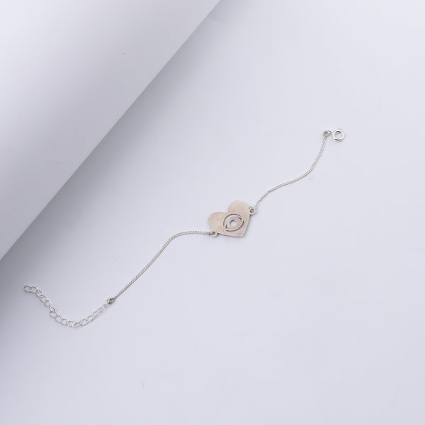 Silver Evil Eye Heart Bracelet