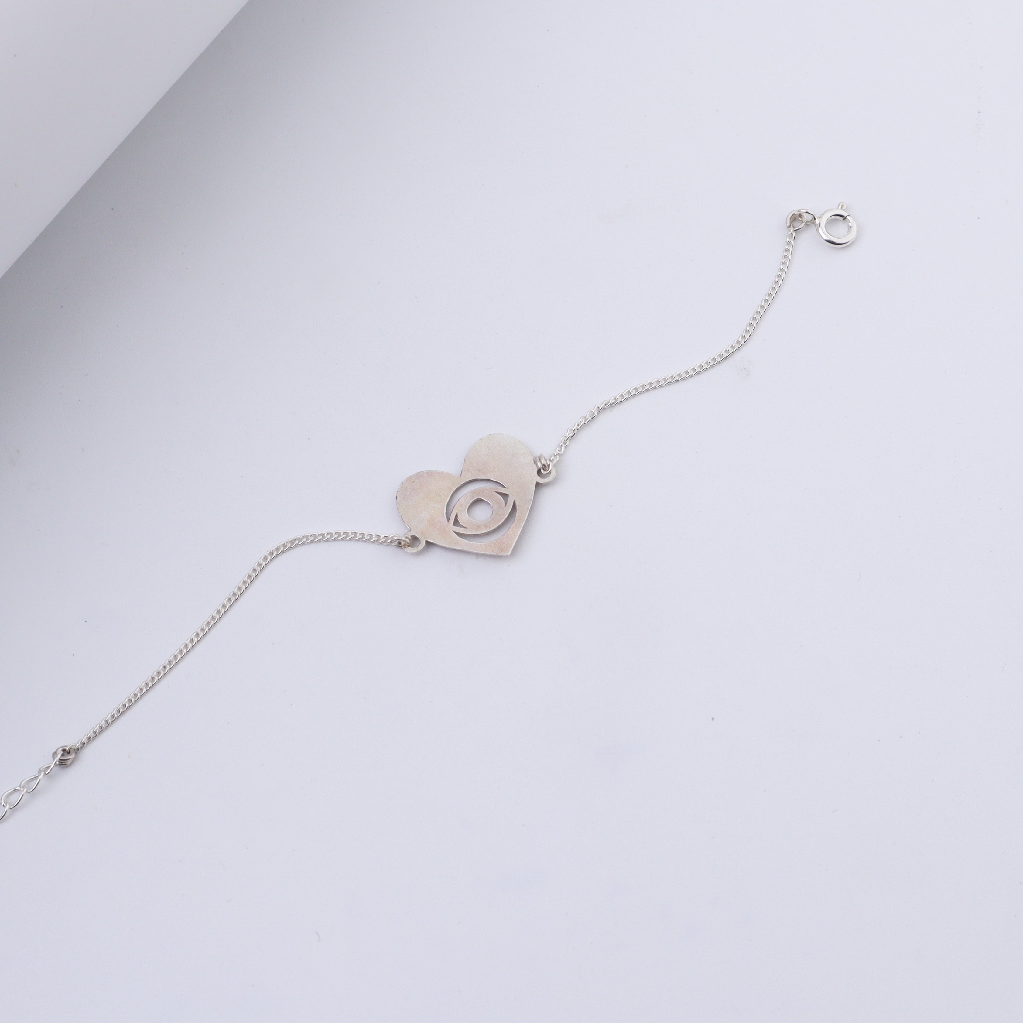 Silver Evil Eye Heart Bracelet