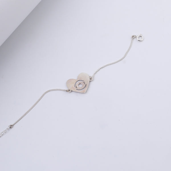 Silver Evil Eye Heart Bracelet