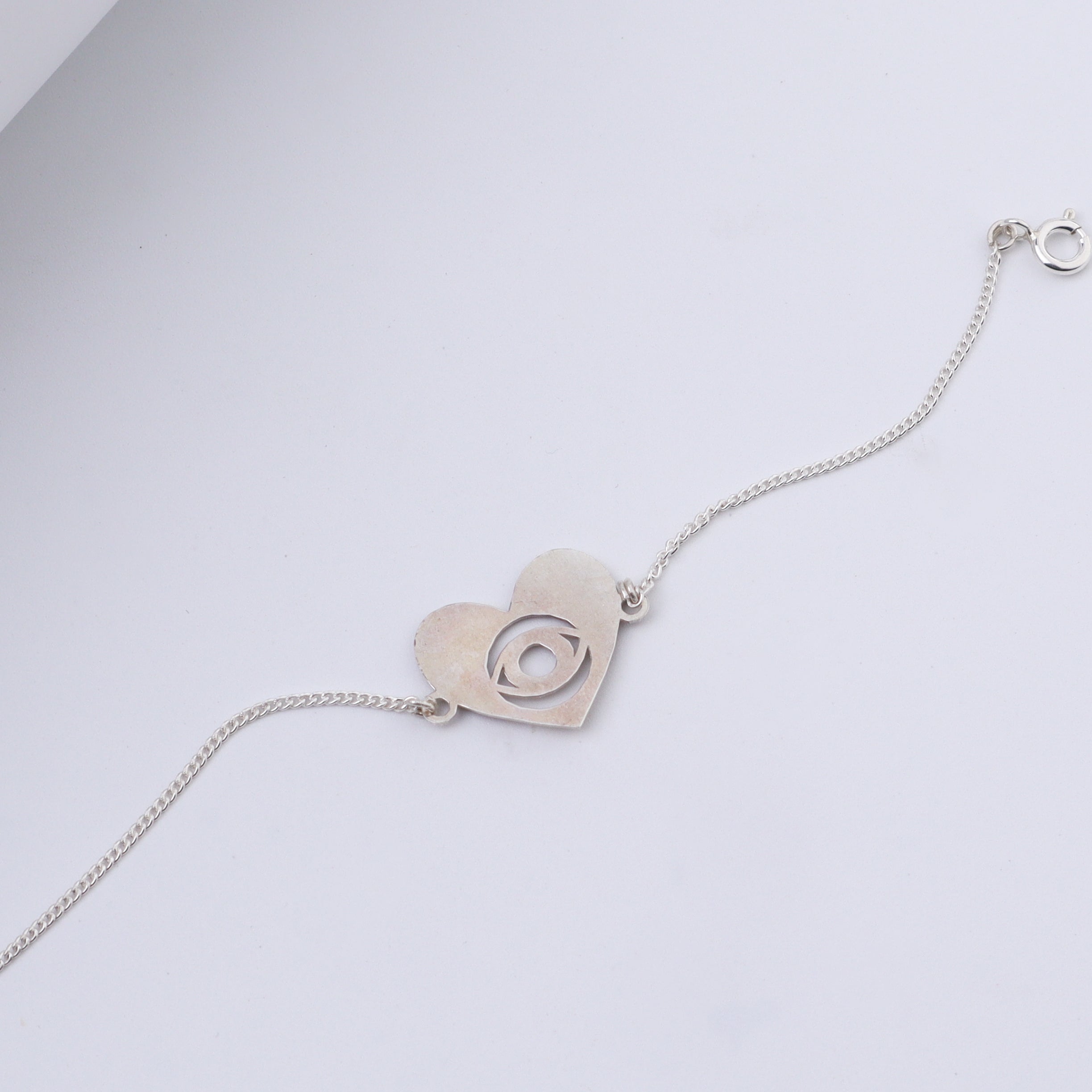 Silver Evil Eye Heart Bracelet
