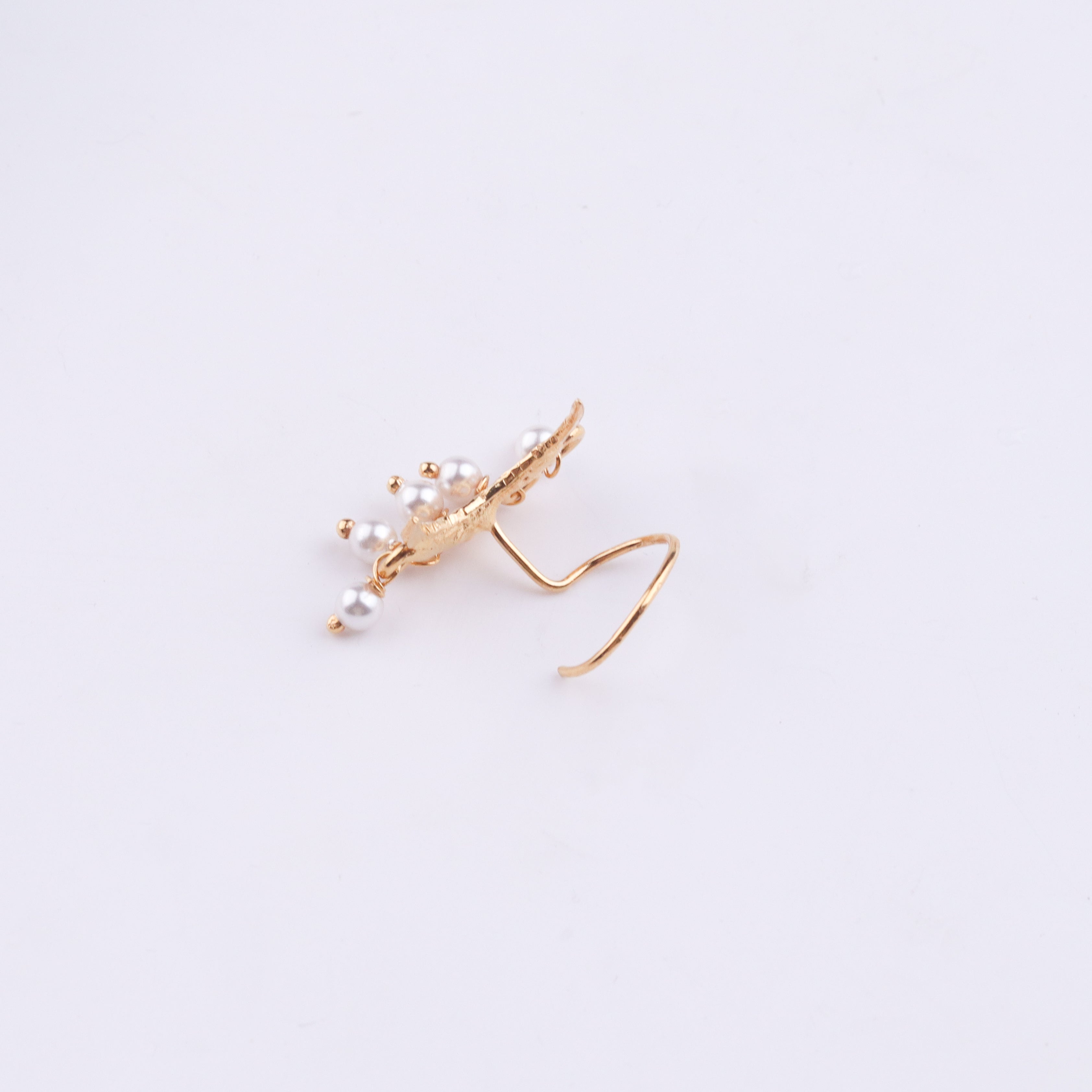 Hammered Chandrakor Pierced Nose Pin | 22K Gold-Plated (Large)
