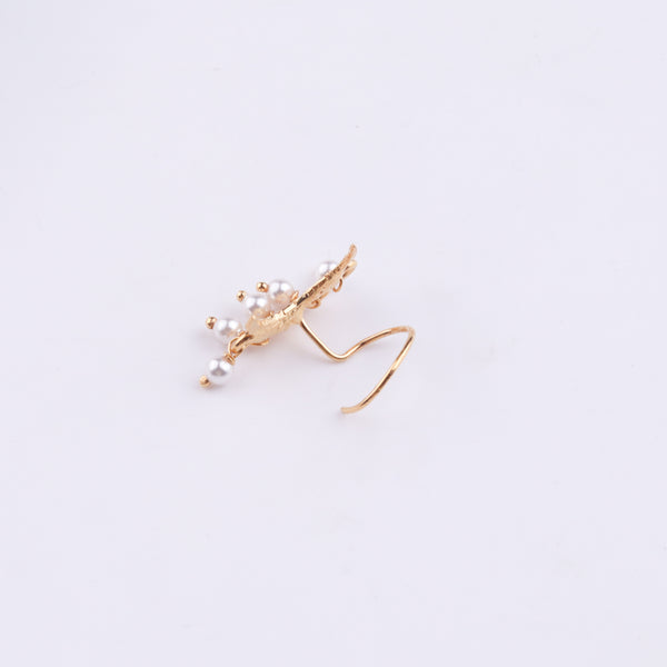Hammered Chandrakor Pierced Nose Pin | 22K Gold-Plated (Large)