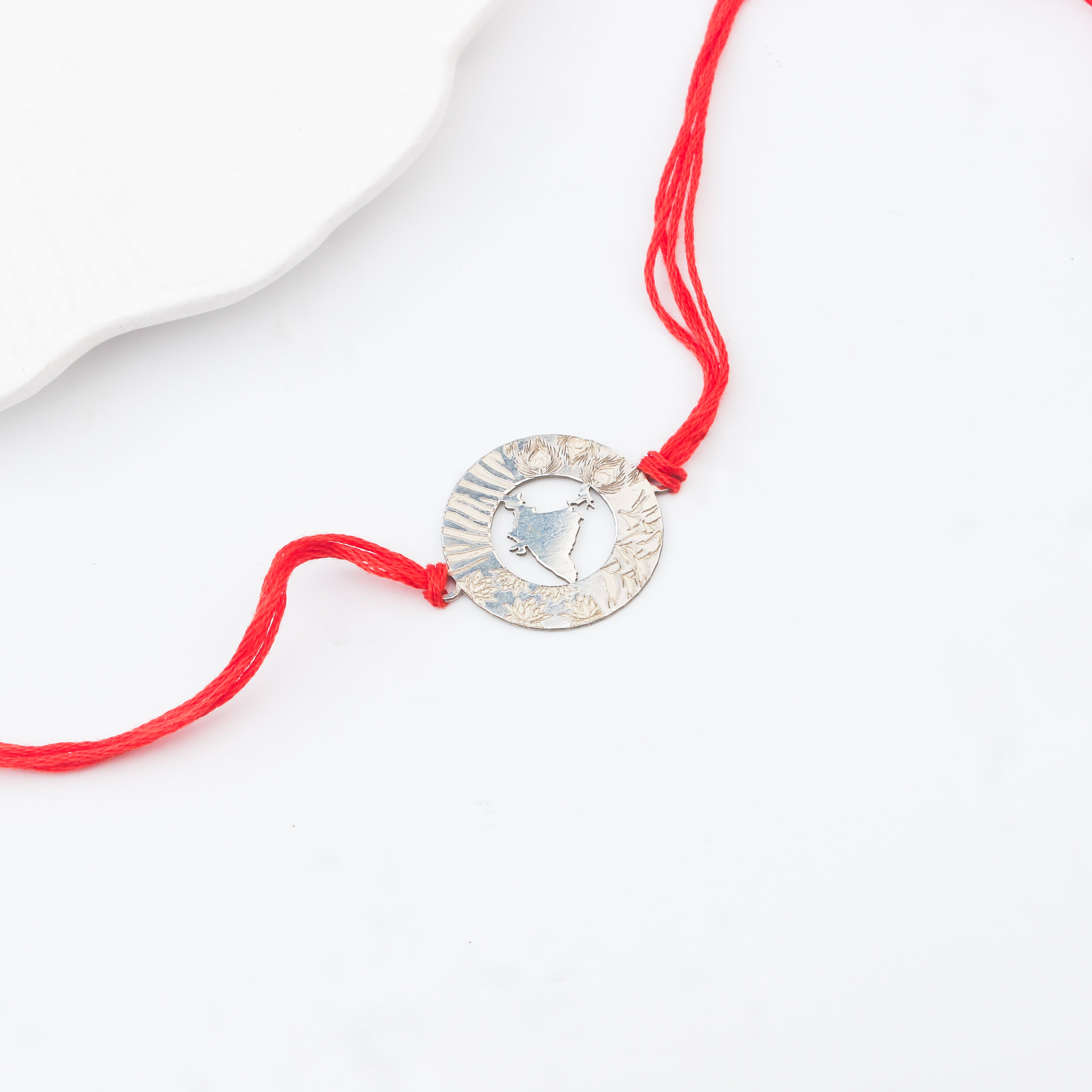 Silver Laser Cut 'Bharat' Rakhi