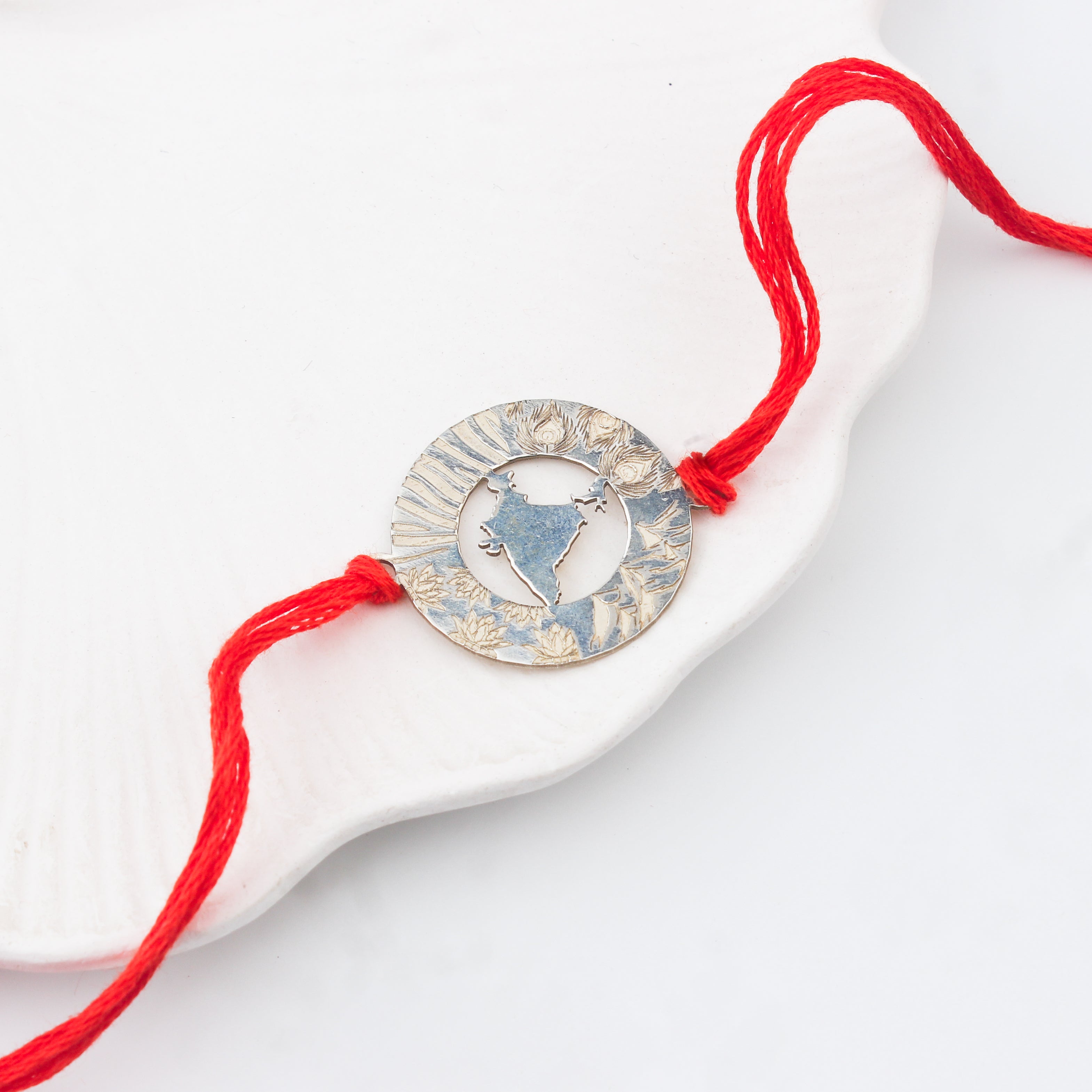 Silver Laser Cut 'Bharat' Rakhi