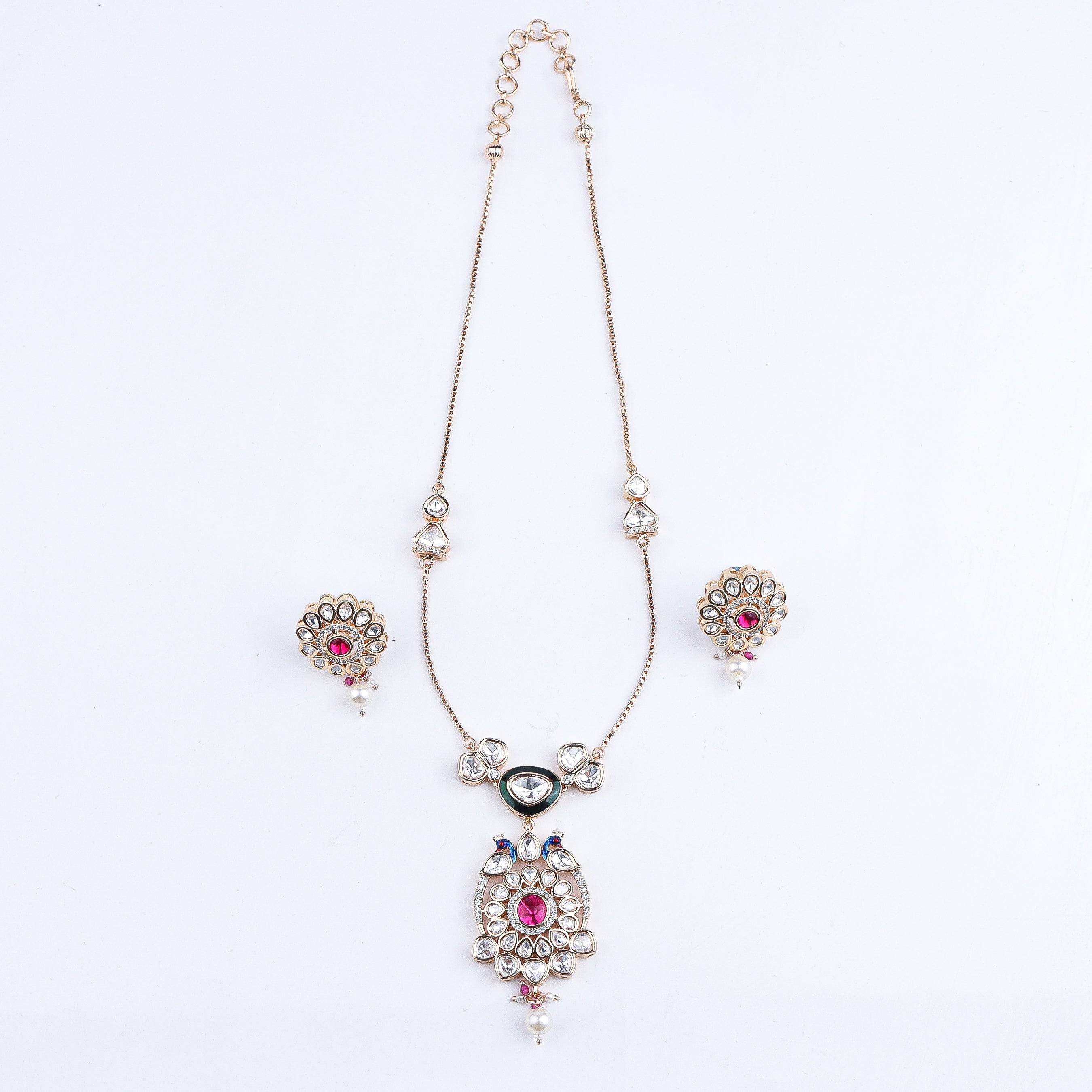 Detailed view of the 22K gold-plated fashion set highlighting intricate motifs, textured detailing, and premium 22K gold-plated finish