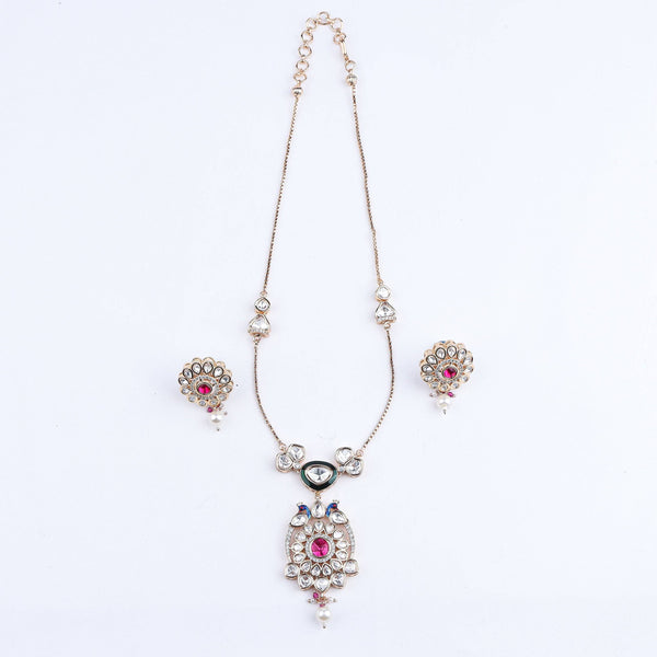 Detailed view of the 22K gold-plated fashion set highlighting intricate motifs, textured detailing, and premium 22K gold-plated finish