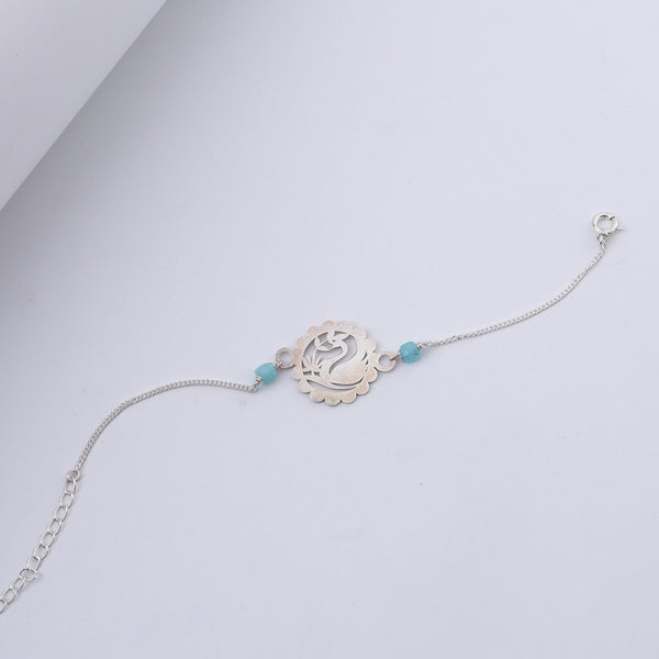 Silver Swan Bracelet with Amazonite Stones