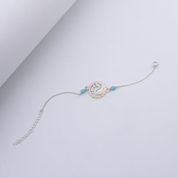 Silver Swan Bracelet with Amazonite Stones