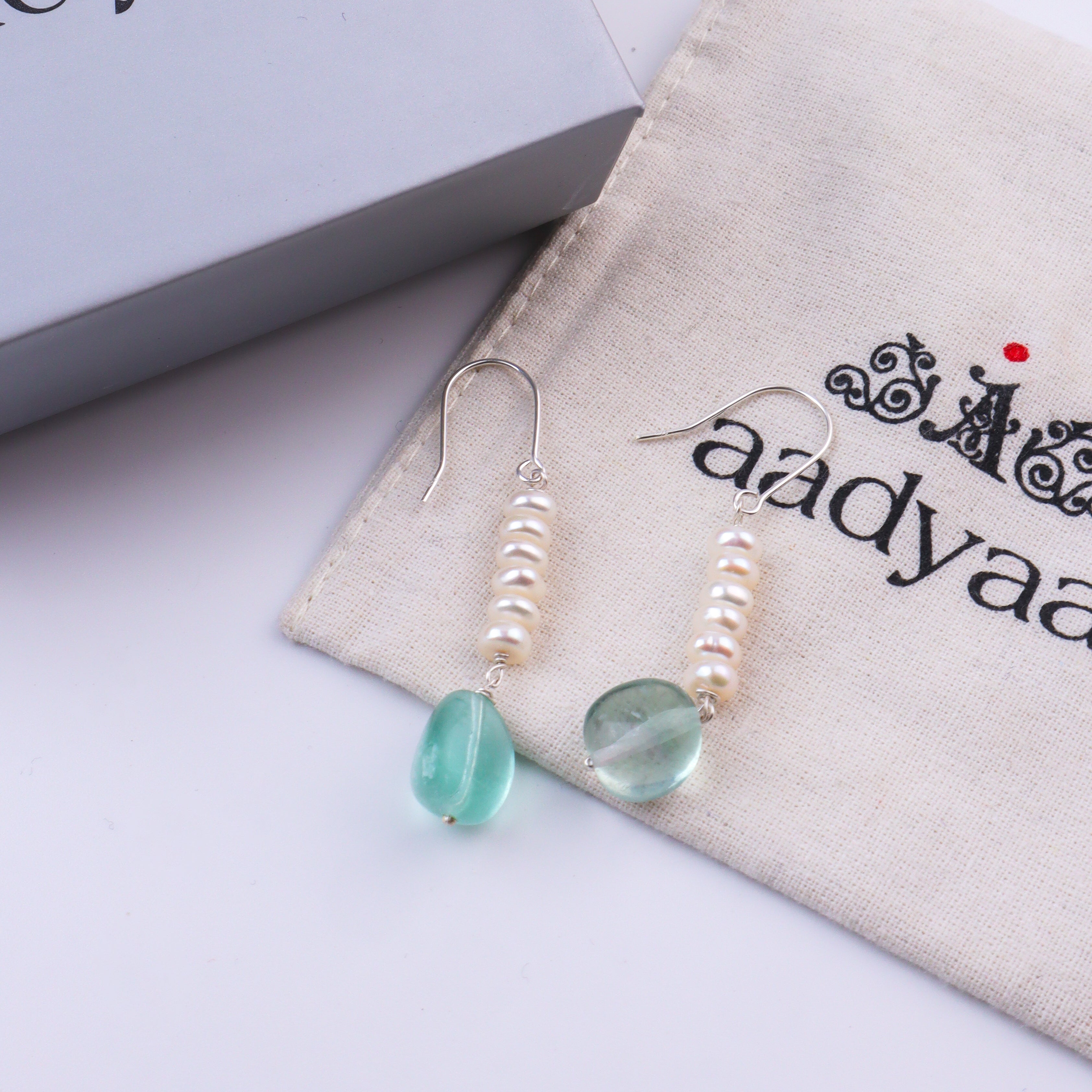 Aquamarine & Freshwater Pearl Silver Earrings (Project Handmade)