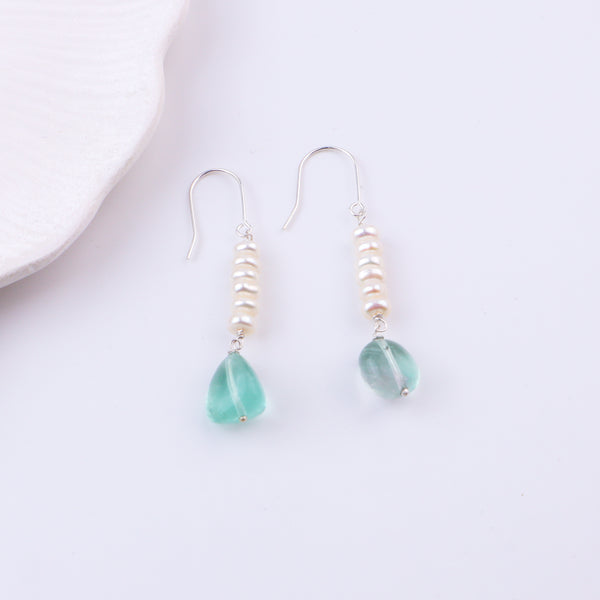 Aquamarine & Freshwater Pearl Silver Earrings (Project Handmade)