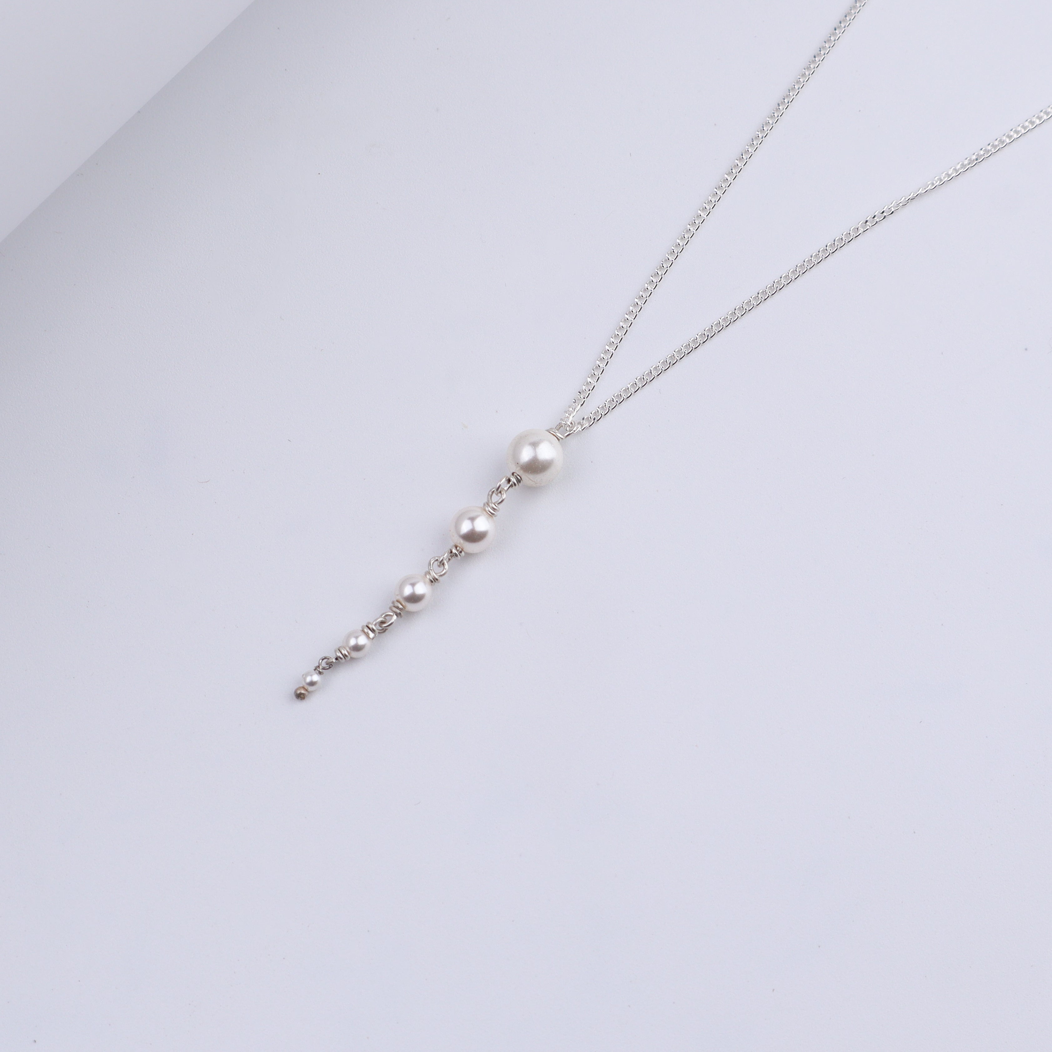 Classic Silver Multi Pearl Drop Necklace