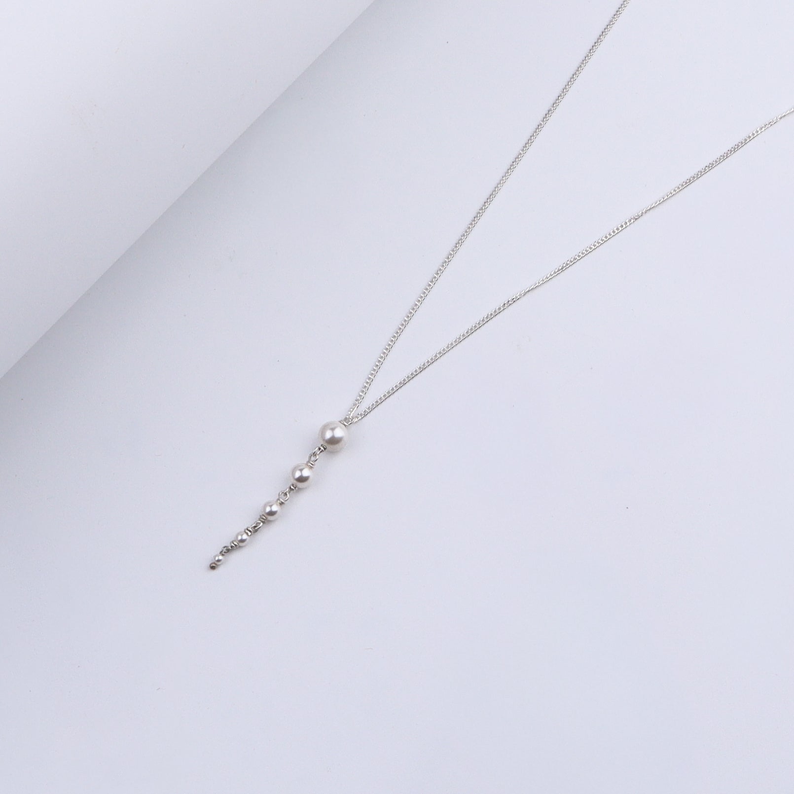 Classic Silver Multi Pearl Drop Necklace