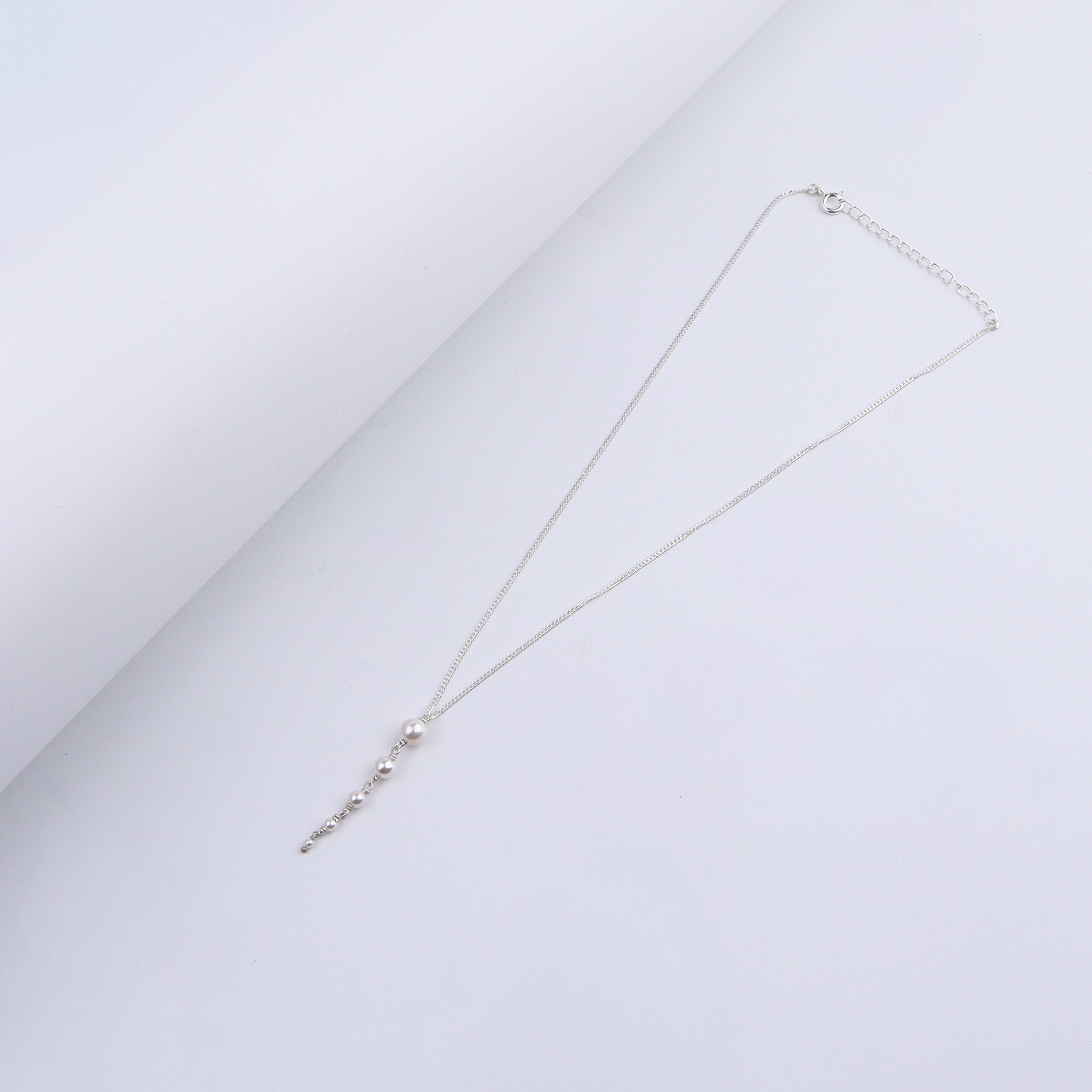 Classic Silver Multi Pearl Drop Necklace