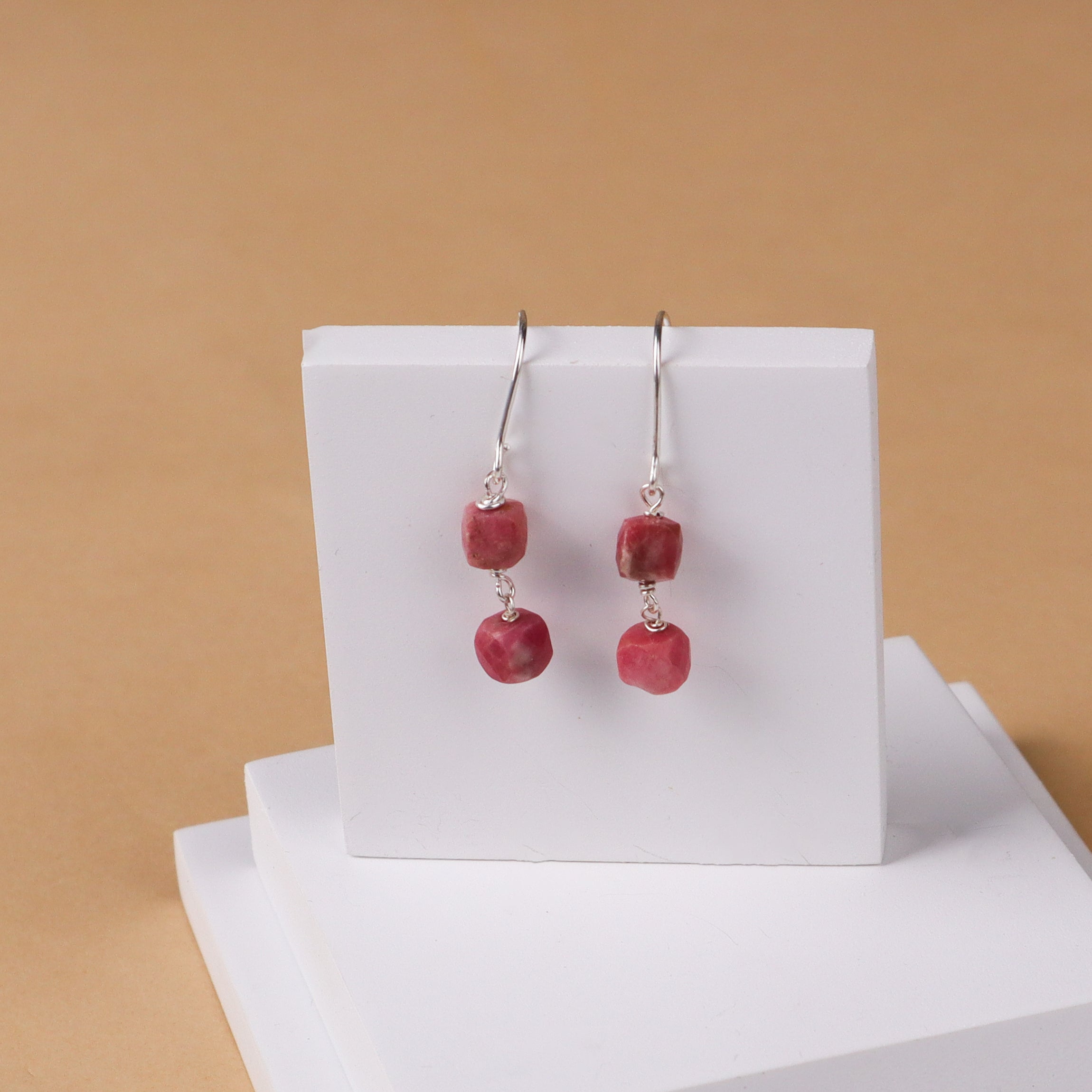 Silver Rhodonite Earring