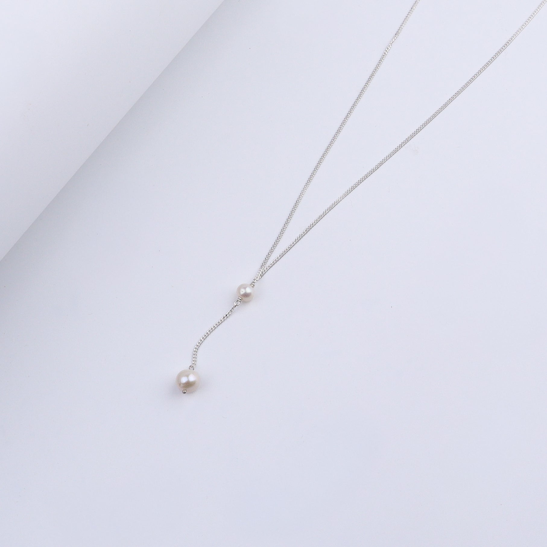 Classic Silver Pearl 'Y' Necklace