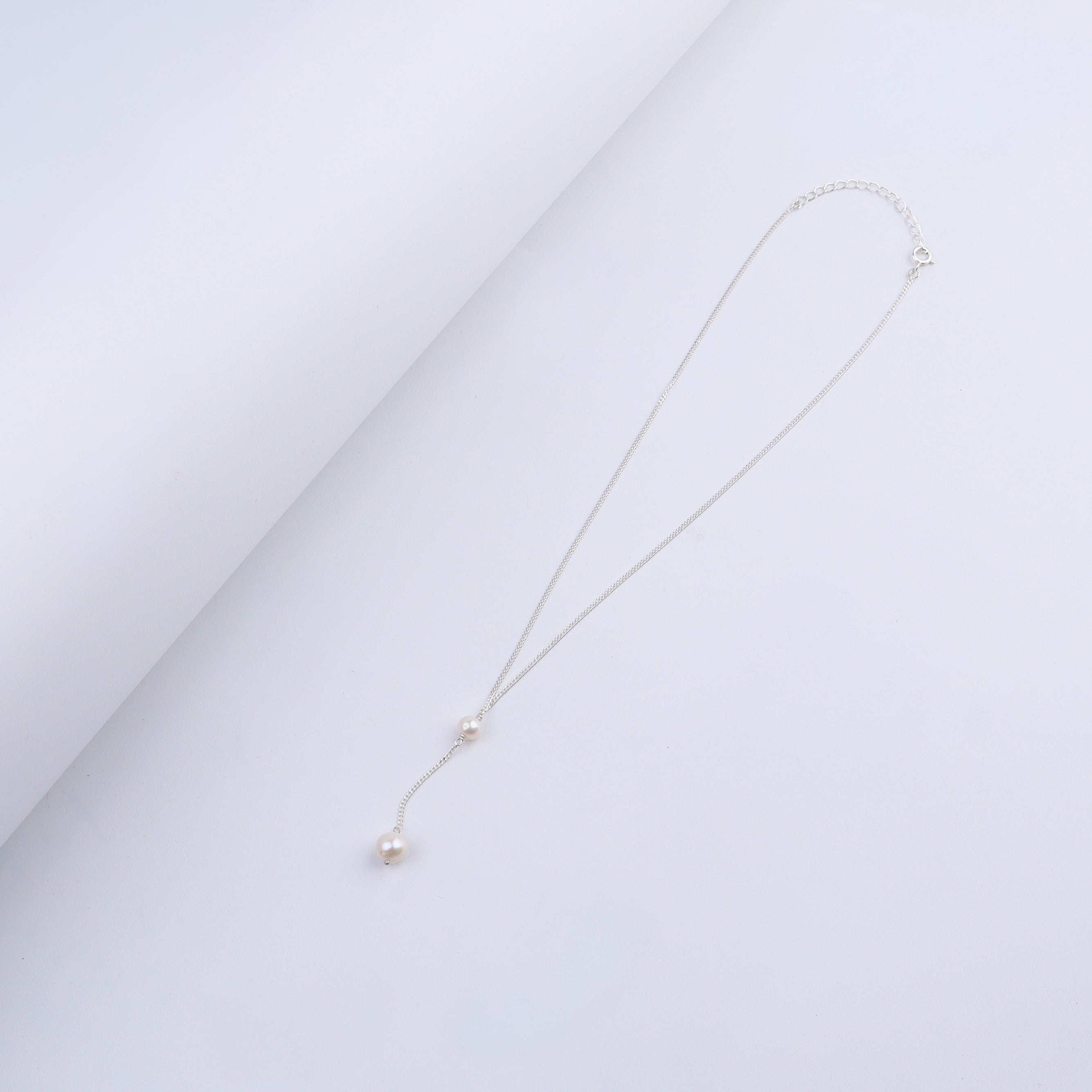 Classic Silver Pearl 'Y' Necklace