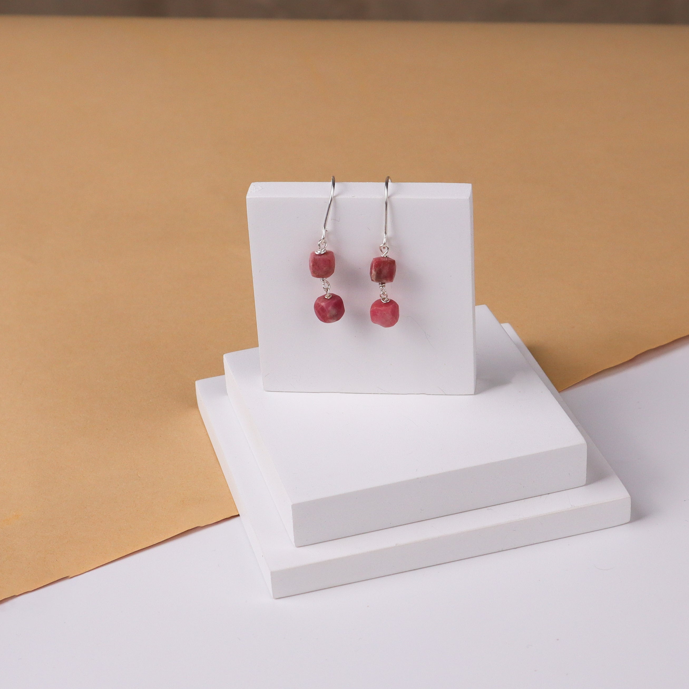 Silver Rhodonite Earring
