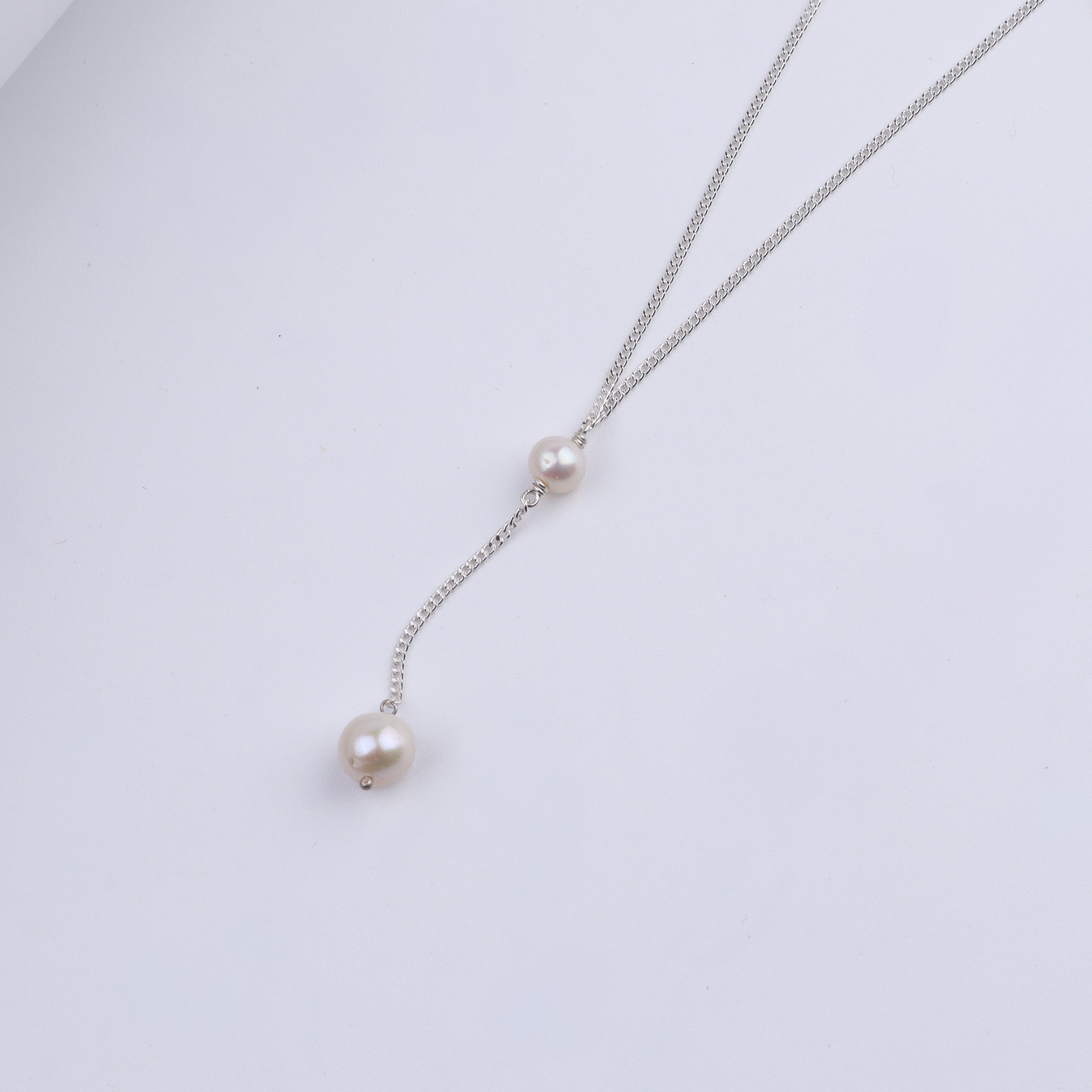Classic Silver Pearl 'Y' Necklace
