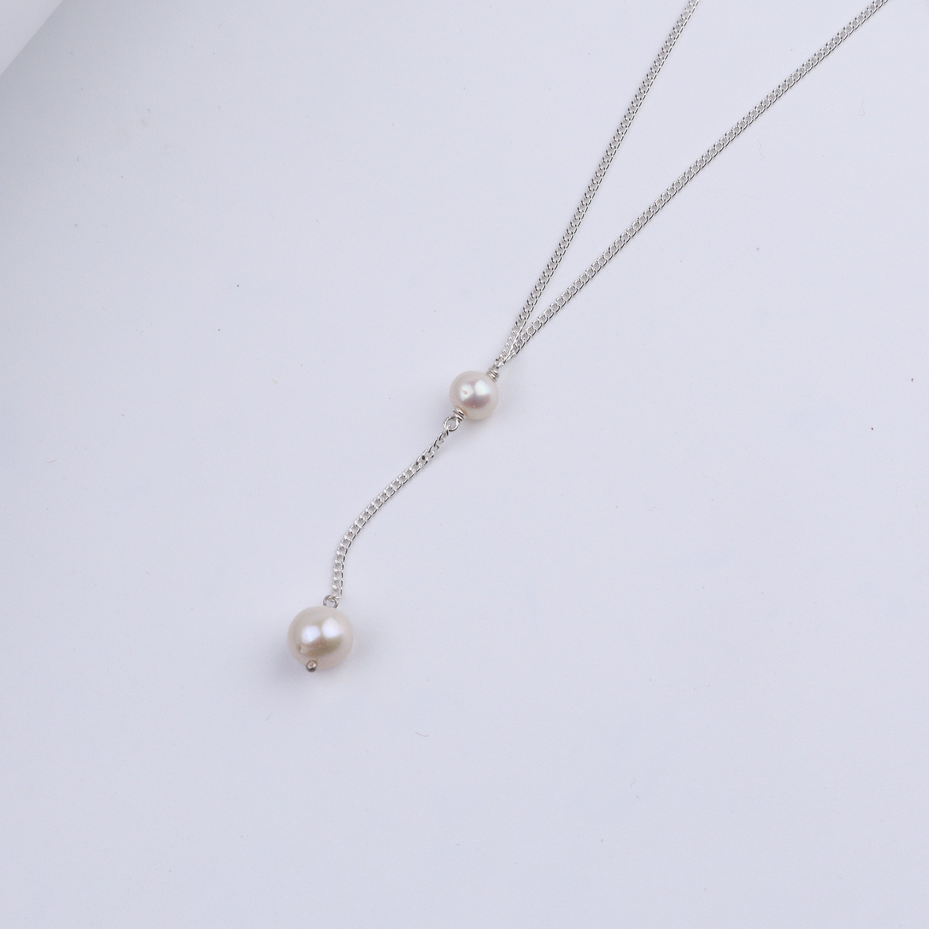Classic Silver Pearl 'Y' Necklace