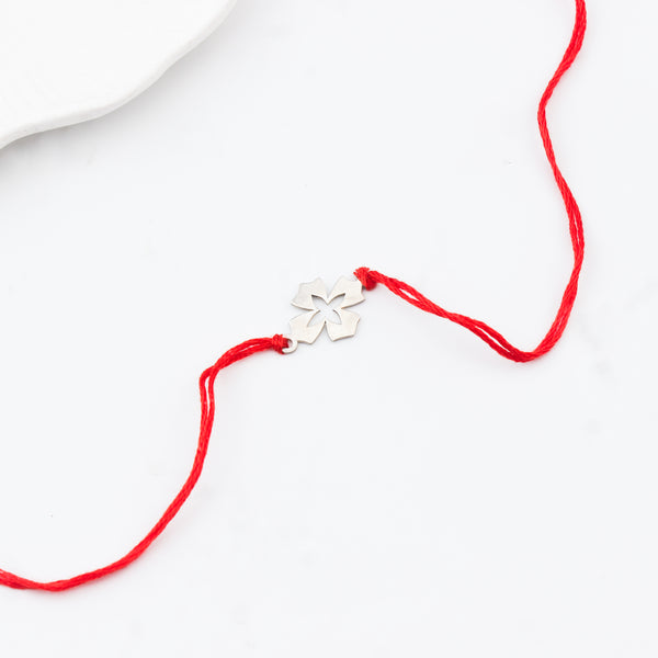 Silver Laser cut Flower Rakhi