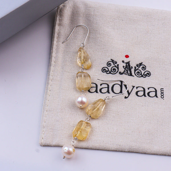 Citrine & Pearl Silver Earrings (Project Handmade)
