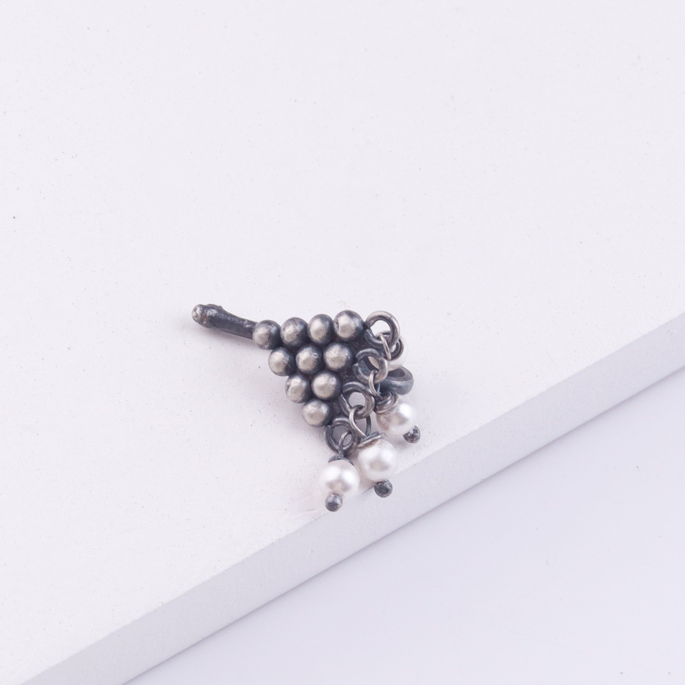 Oxidised Pyramid Clip-On Nose Pin (Large)