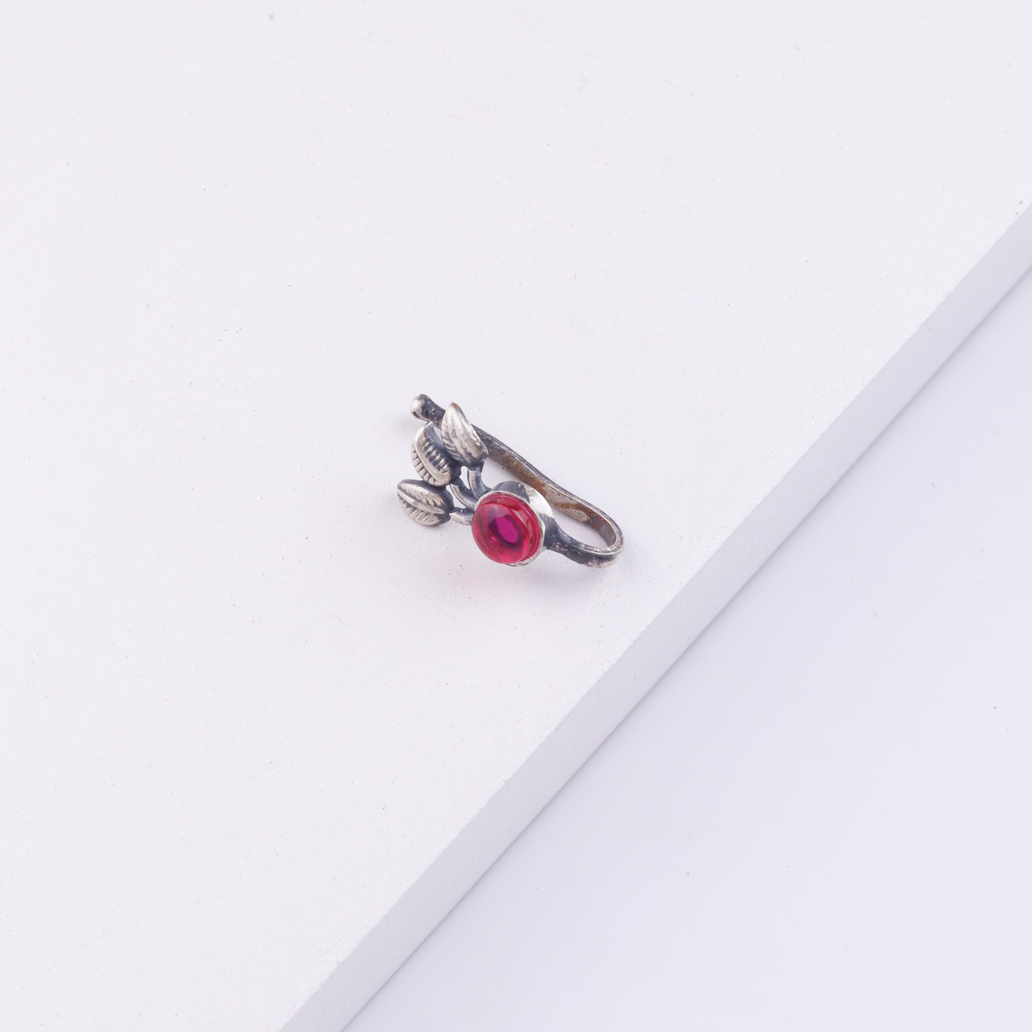 Oxidised Pink Petalfall Clip-On Nose Pin (Large)