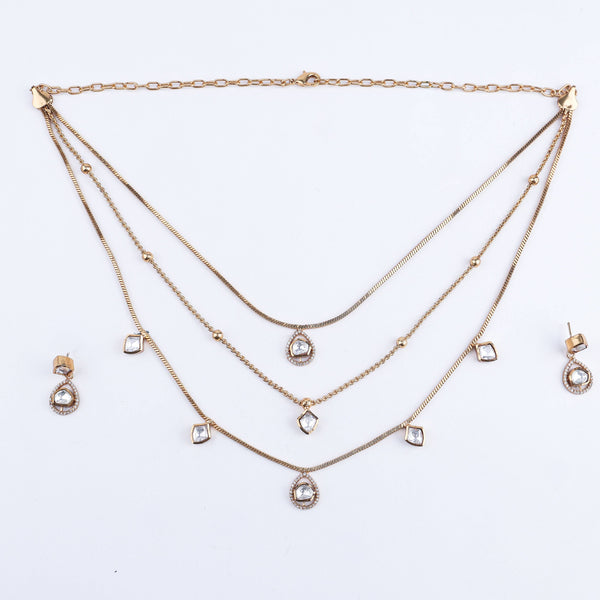 Detailed view of the 22K gold-plated fashion set highlighting intricate motifs, textured detailing, and a premium 22K gold-plated finish